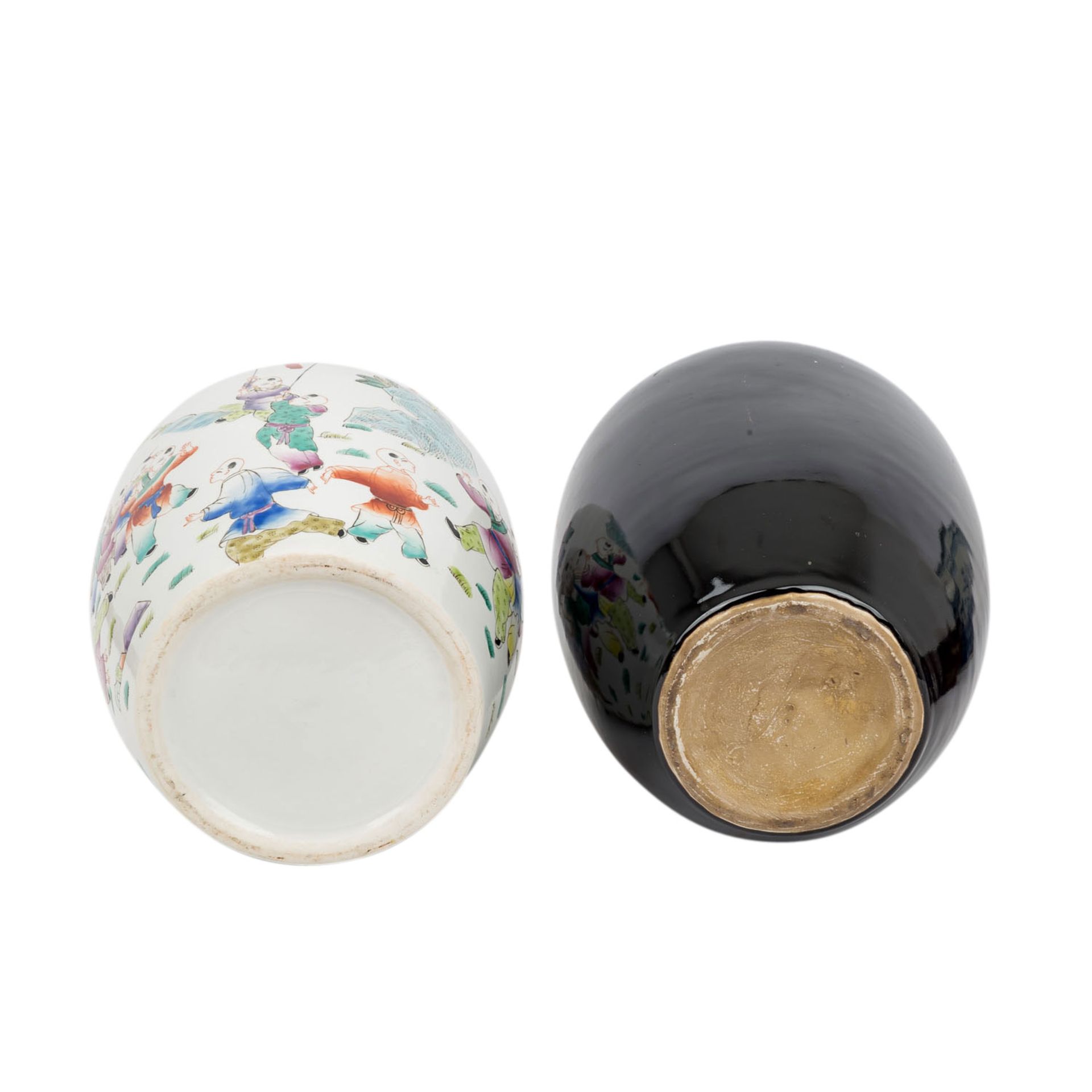 2 Deckelvasen. CHINA. 1 unifarbene Vase, mit hochglänzender schwarz-brauner Glasur, H - Bild 5 aus 5