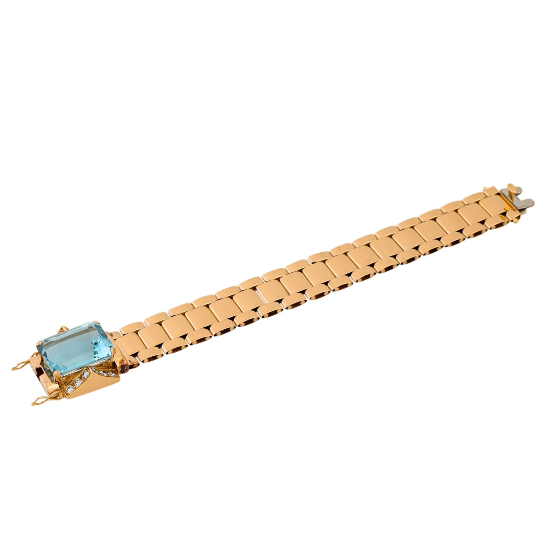 Gliederarmband mit feinem Aquamarin von ca. 27 ct, petrol-blaue Farbe, seitlich Brilla - Image 3 of 7