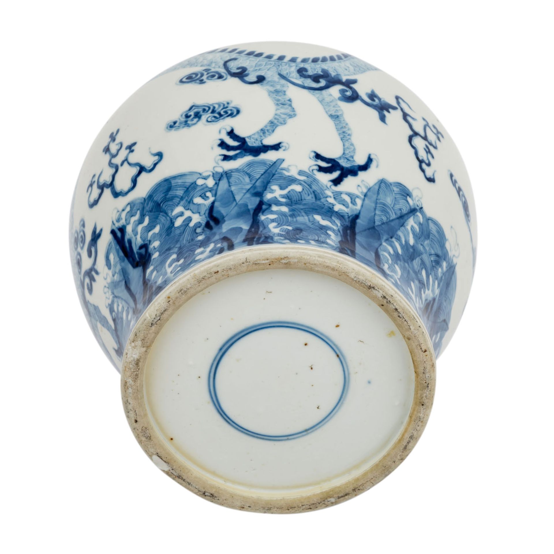 Blau-weißer Balustertopf, CHINA, 19. Jh.. Balusterförmige Vase, dekoriert in Untergl - Image 5 of 5