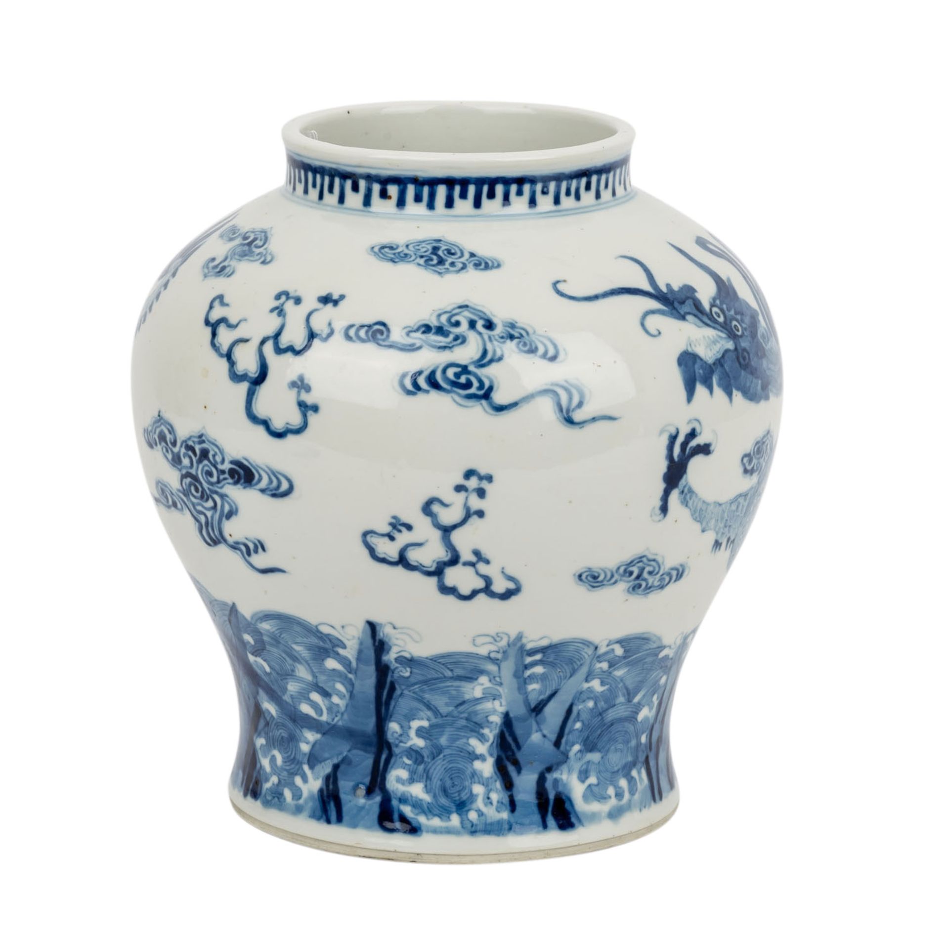 Blau-weißer Balustertopf, CHINA, 19. Jh.. Balusterförmige Vase, dekoriert in Untergl - Image 2 of 5