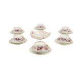 MEISSEN Kaffeeservice f. 6 Personen 'Purpurblume', 1. Wahl, vor 1924. Weißporzellan m