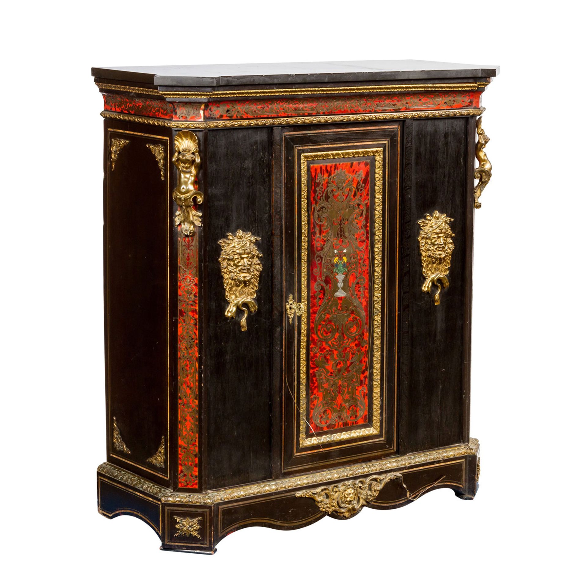 NAPOLEON III-HALBSCHRANK Frankreich, Ende 19.JH., Halbschrank im Boulle Stil aus schwa