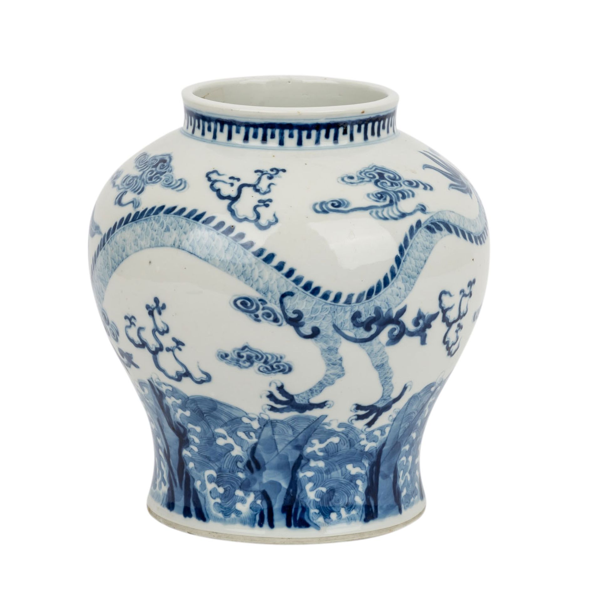 Blau-weißer Balustertopf, CHINA, 19. Jh.. Balusterförmige Vase, dekoriert in Untergl - Image 4 of 5