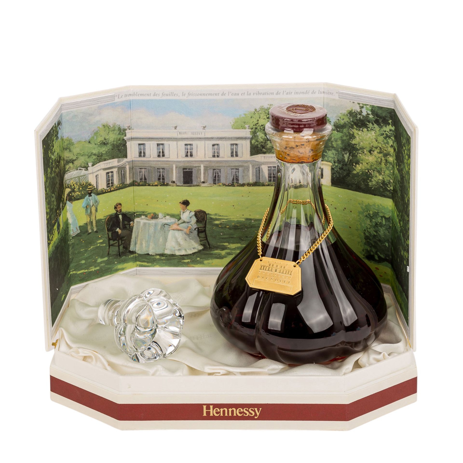 HENNESSY eine Flasche Cognac NOSTALGIE DE BAGNOLET im Präsentationskoffer, 1980er Jahre <br - Bild 2 aus 4