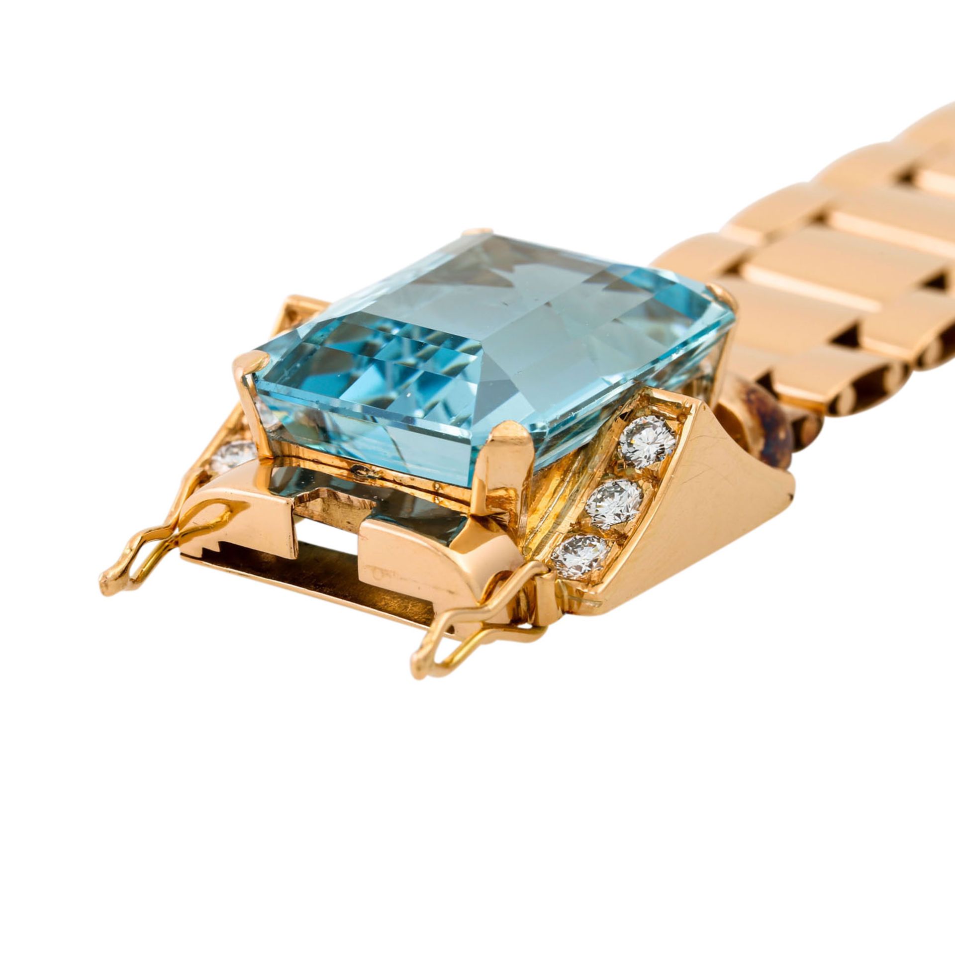 Gliederarmband mit feinem Aquamarin von ca. 27 ct, petrol-blaue Farbe, seitlich Brilla - Image 6 of 7