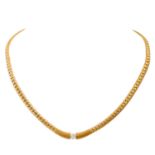 Collier mit Brillant von ca. 0,48 ct, ca. FW (G)/SI, GG 18K, 46,4 g, L: 43cm, Ende 20.