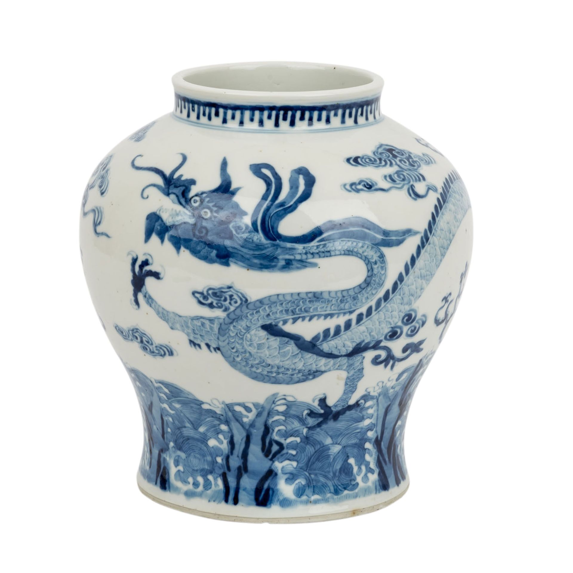 Blau-weißer Balustertopf, CHINA, 19. Jh.. Balusterförmige Vase, dekoriert in Untergl - Image 3 of 5
