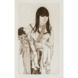 SCHAD, CHRISTIAN (1894-1982), "Peruanerin", junge Frau mit Kind, Aquatintaradierung/P
