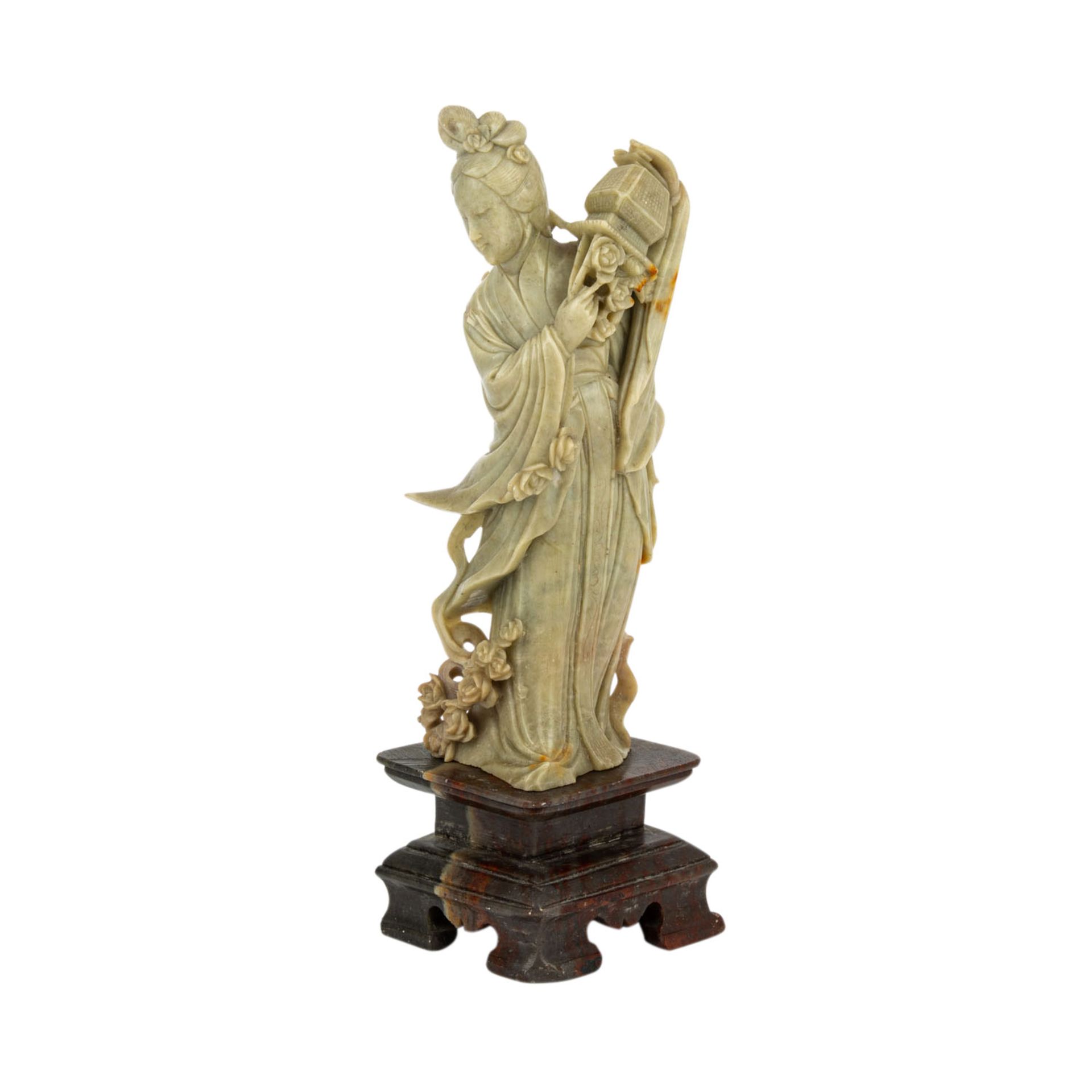 5 Teile aus Speckstein. CHINA: 4 Siegel, H.: 5 cm-7,5 cm und 1 Guanyin-Figur, H.: 16,5 - Image 4 of 8