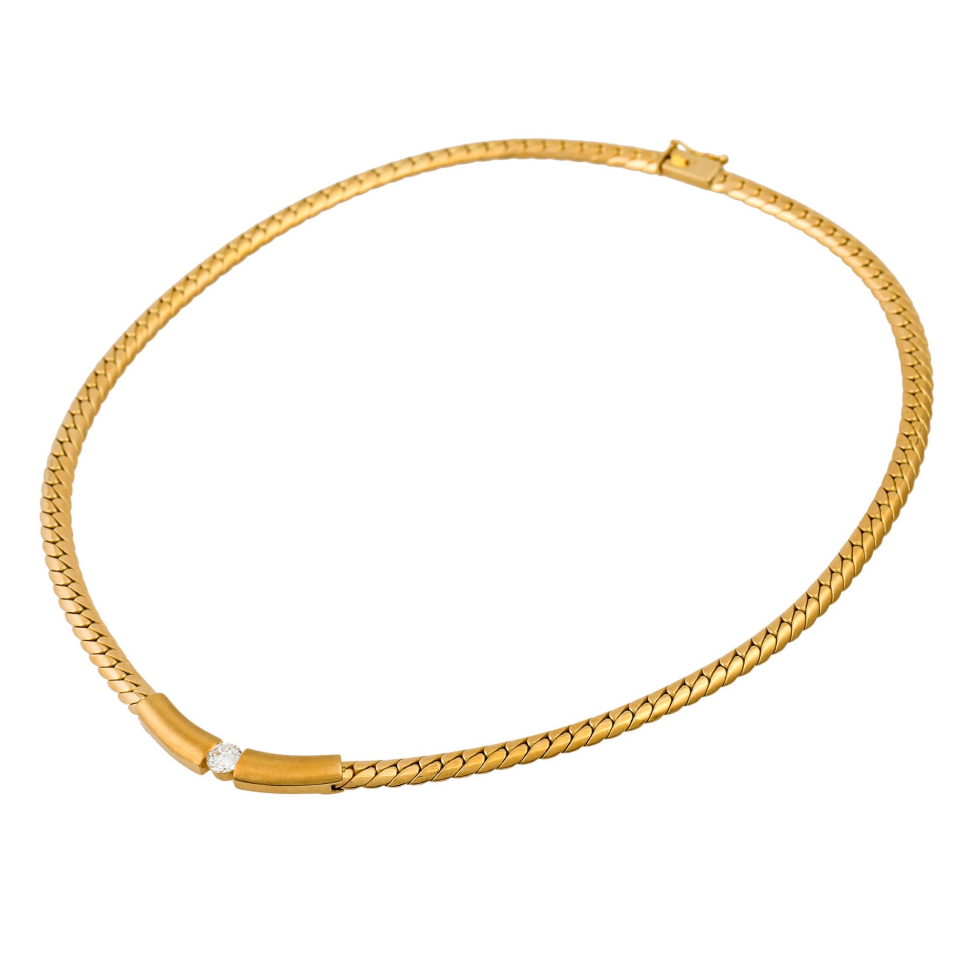 Collier mit Brillant von ca. 0,48 ct, ca. FW (G)/SI, GG 18K, 46,4 g, L: 43cm, Ende 20. - Image 3 of 6