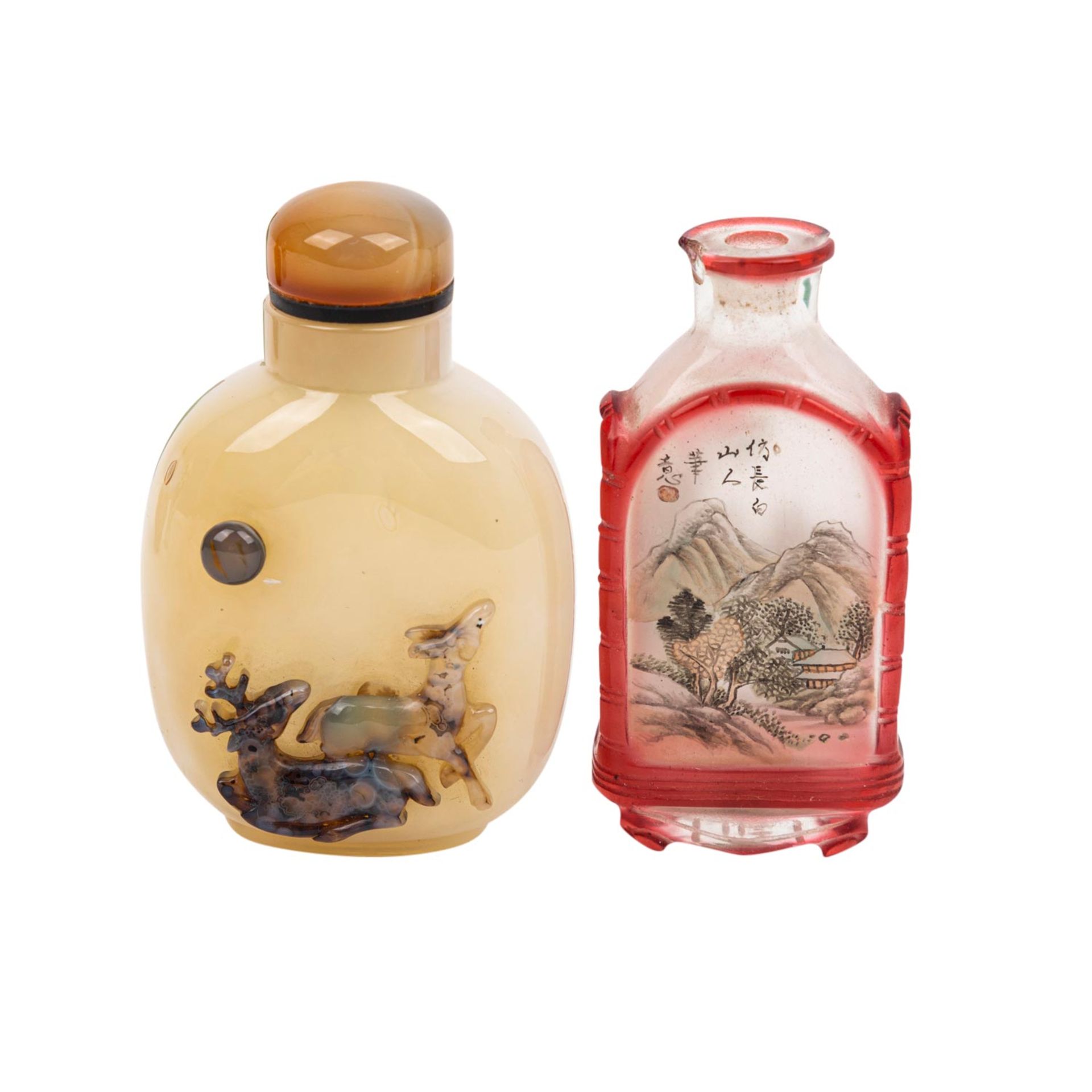 5 snuff bottle. CHINA, 19./20. Jh.: aus grünem Pekingglas, H.: 7,5 cm/aus gelb glasie - Bild 5 aus 9