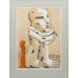 ANTES, HORST (1936) "Gefleckte Figur mit Reif, kleiner Figur und Leiter" Lithographie