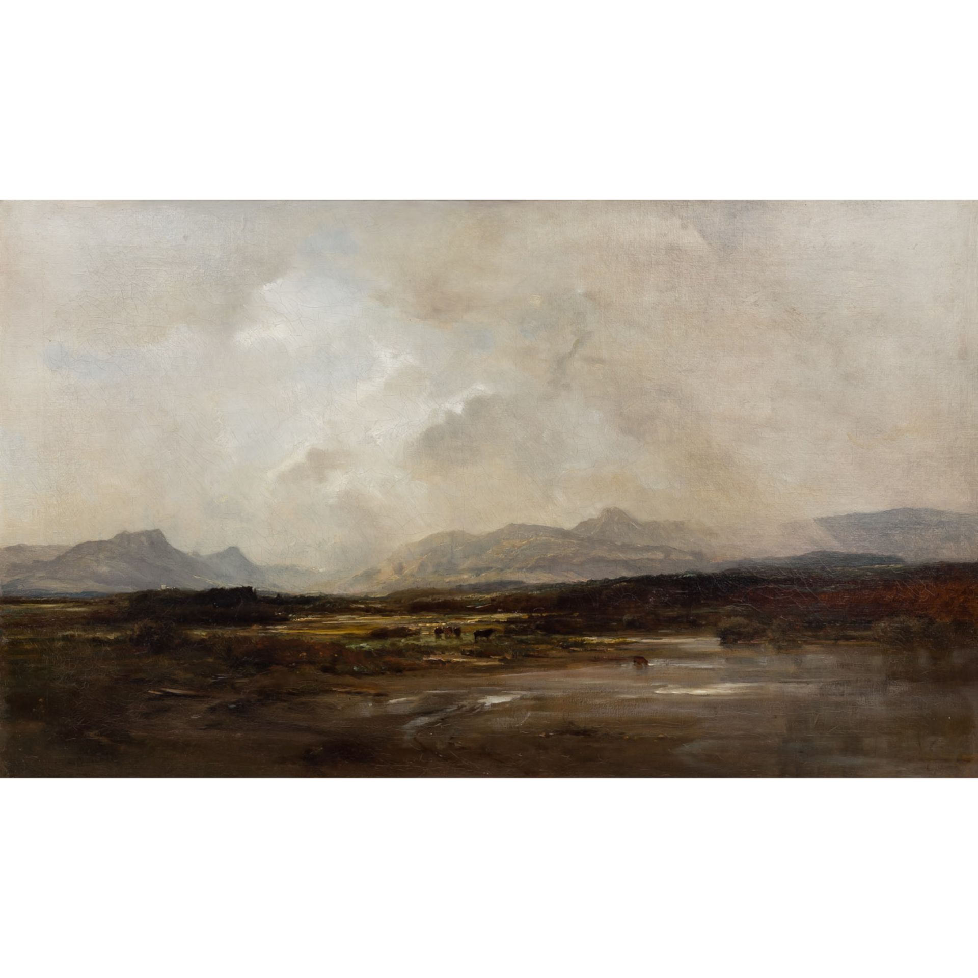 NEUBERT, LOUIS (1846-1892) "Voralpenlandschaft" Öl auf Leinwand, sig., HxB: 60/100 cm