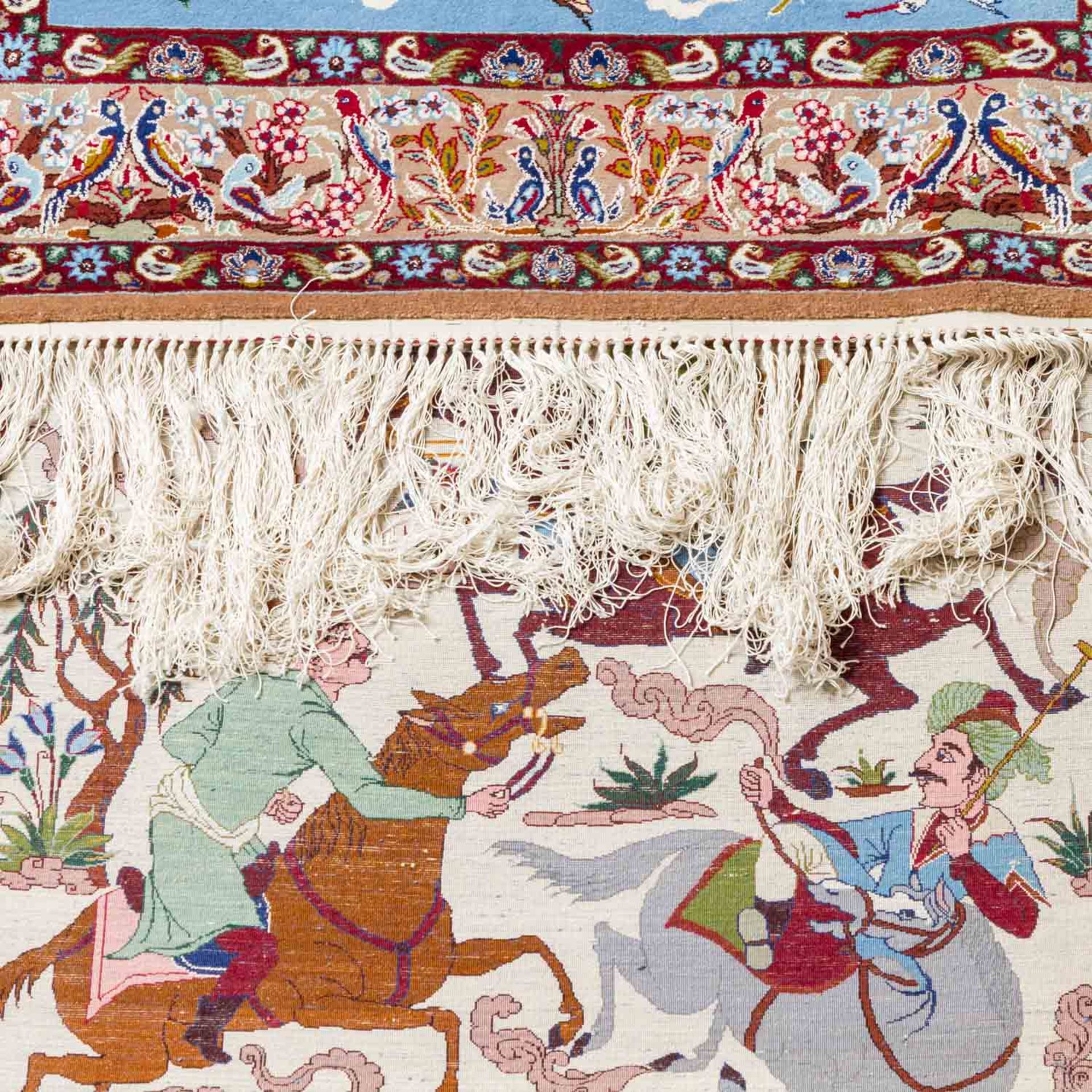 Orientteppich mit Seide. GHOM/PERSIEN, 20. Jh., 163x104 cm. Bildteppich mit der Darste - Bild 4 aus 5