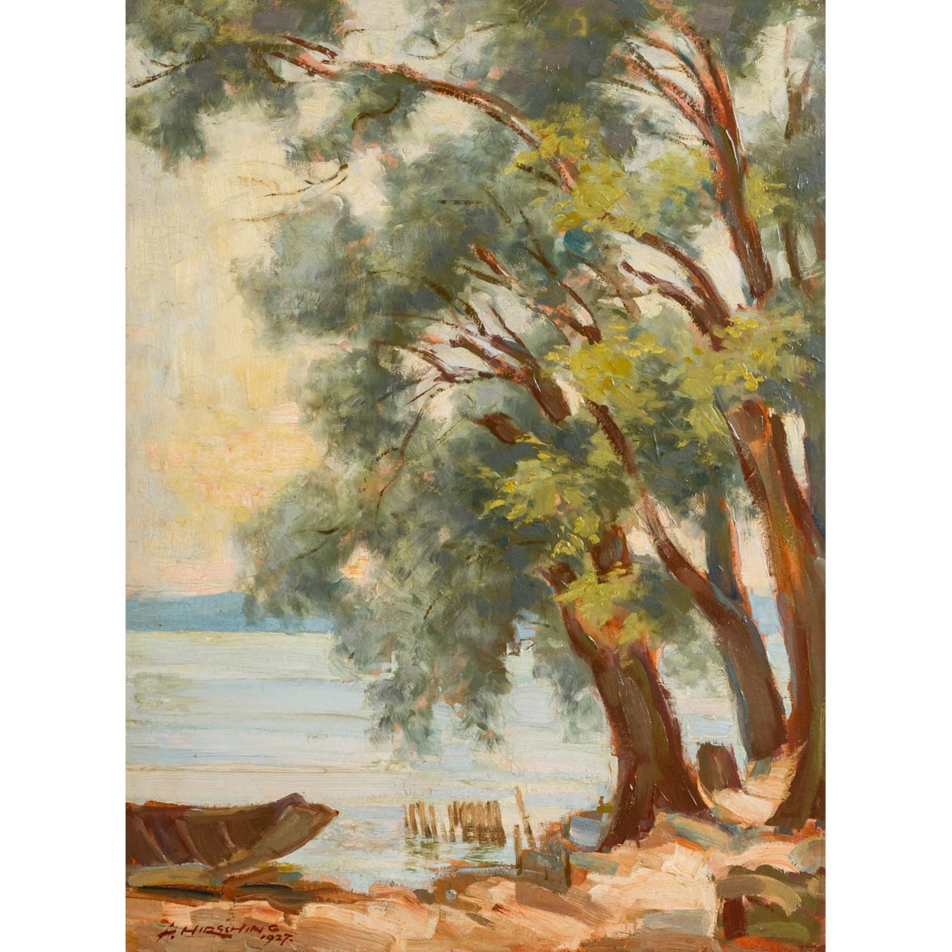 HIRSCHING, AUGUST (1889-1962), "Am Bodensee, Malerecke bei Langenargen", u.li. signier