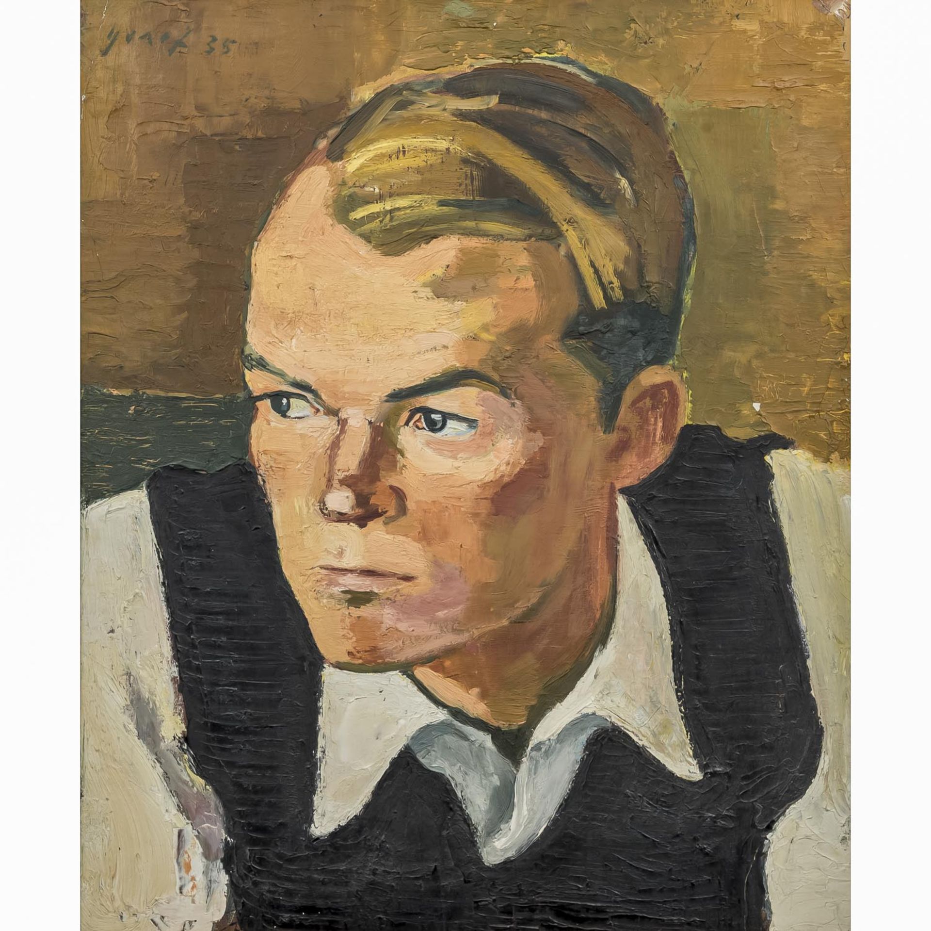 GRAEF, ERNST (1909-1985) "Portrait eines jungen Mannes" Öl auf Platte, signiert und d