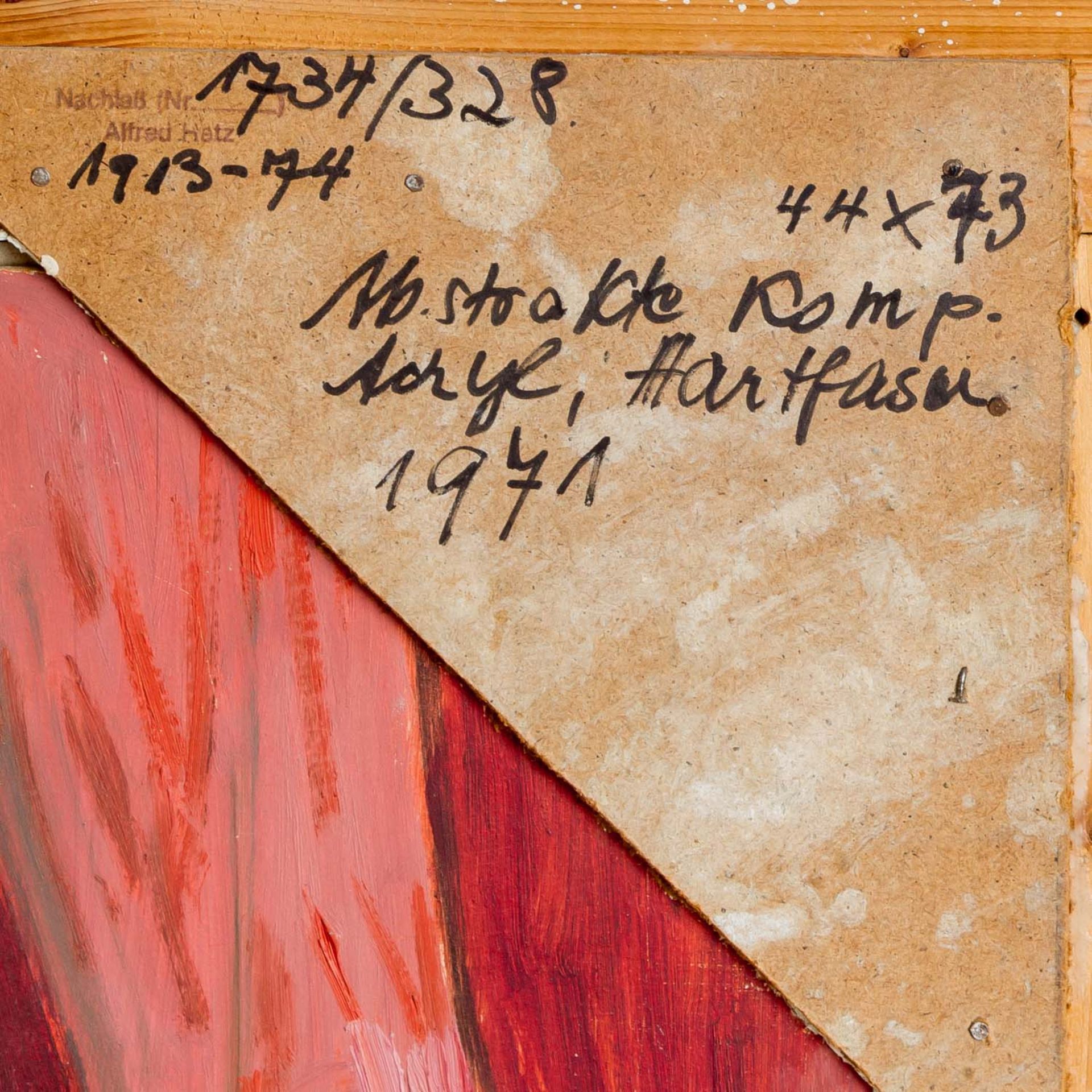HETZ, ALFRED (1913-1974), "Abstrakte Komposition", u.re. signiert, Acryl/Hartfaser, ve - Image 5 of 5