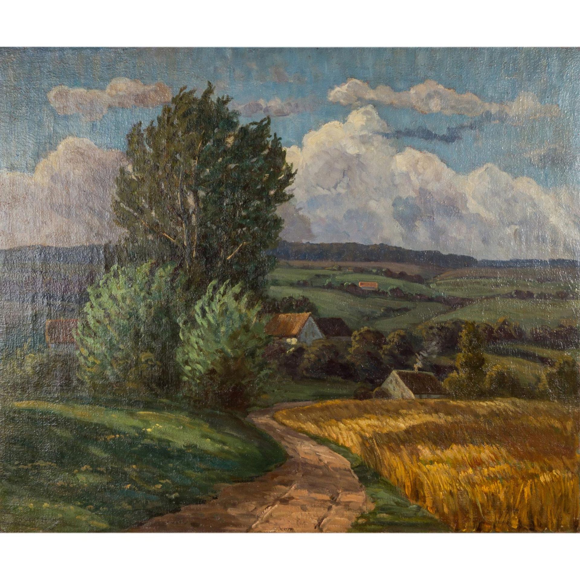 HAAG, ROBERT (Stuttgart 1886-um 1955), "Schwäbische Landschaft im Spätsommer", Blick