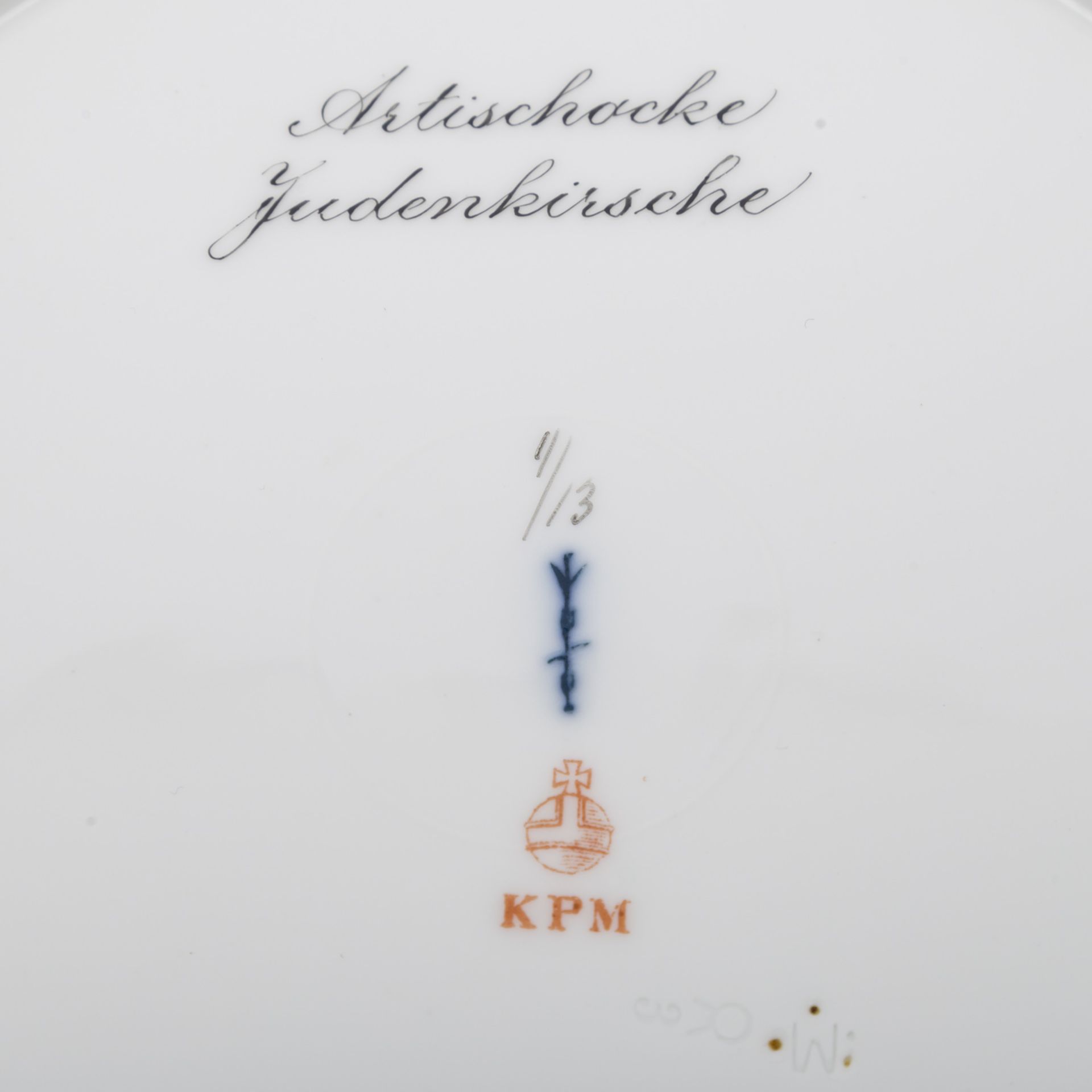 KPM 6 Speiseteller, 19./20. Jhd. Weißporzellan mit Korbreliefrand und Goldrand, Spieg - Image 5 of 5