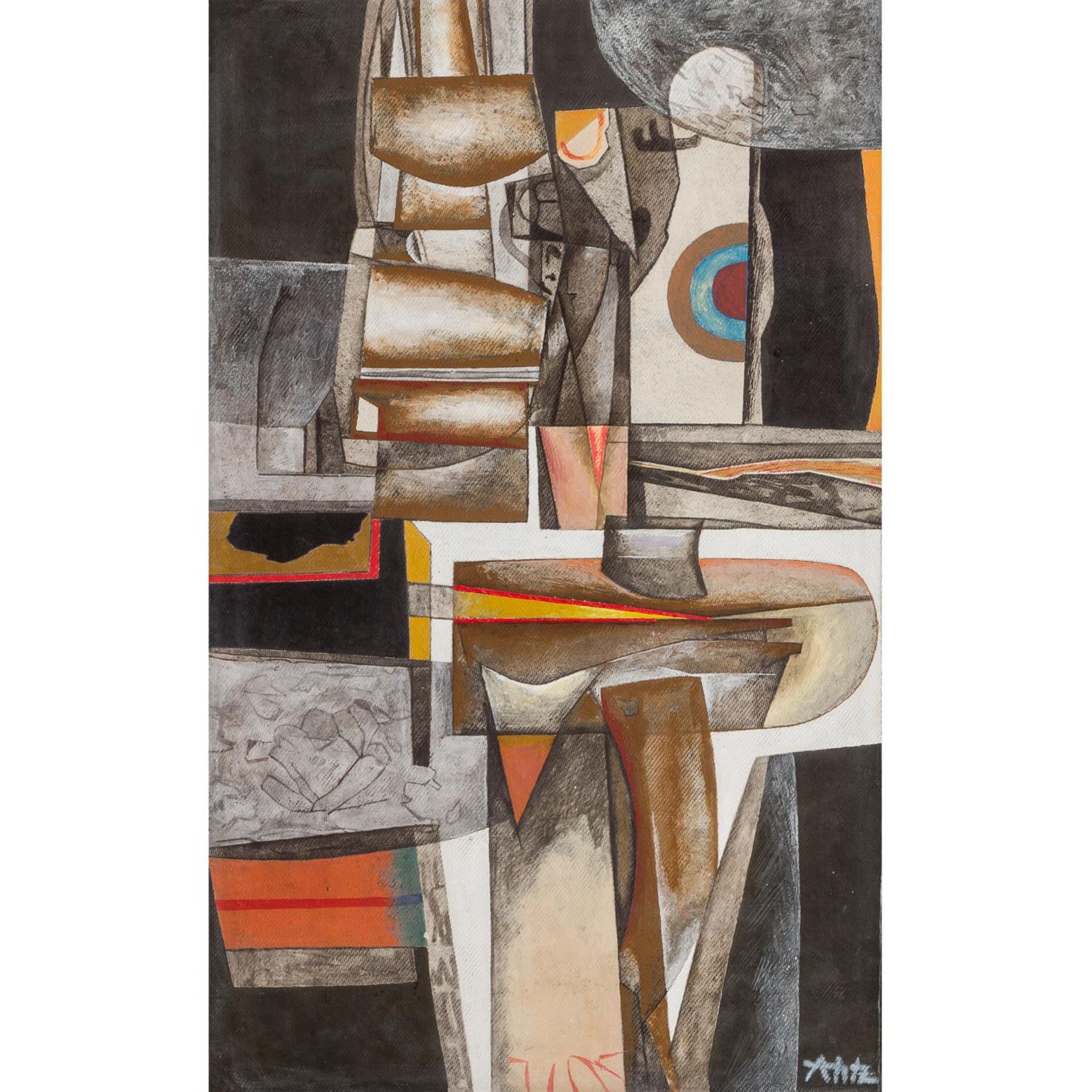 HETZ, ALFRED (1913-1974), "Abstrakte Komposition", u.re. signiert, Acryl/Hartfaser, ve