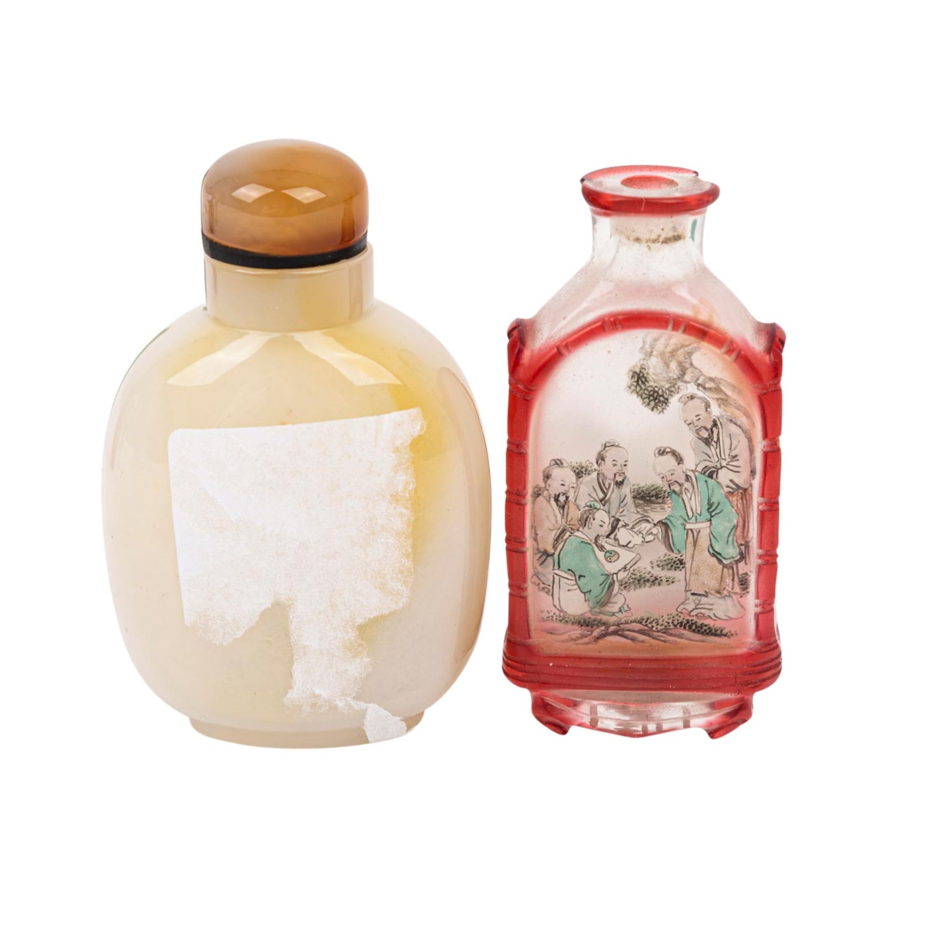 5 snuff bottle. CHINA, 19./20. Jh.: aus grünem Pekingglas, H.: 7,5 cm/aus gelb glasie - Image 6 of 9