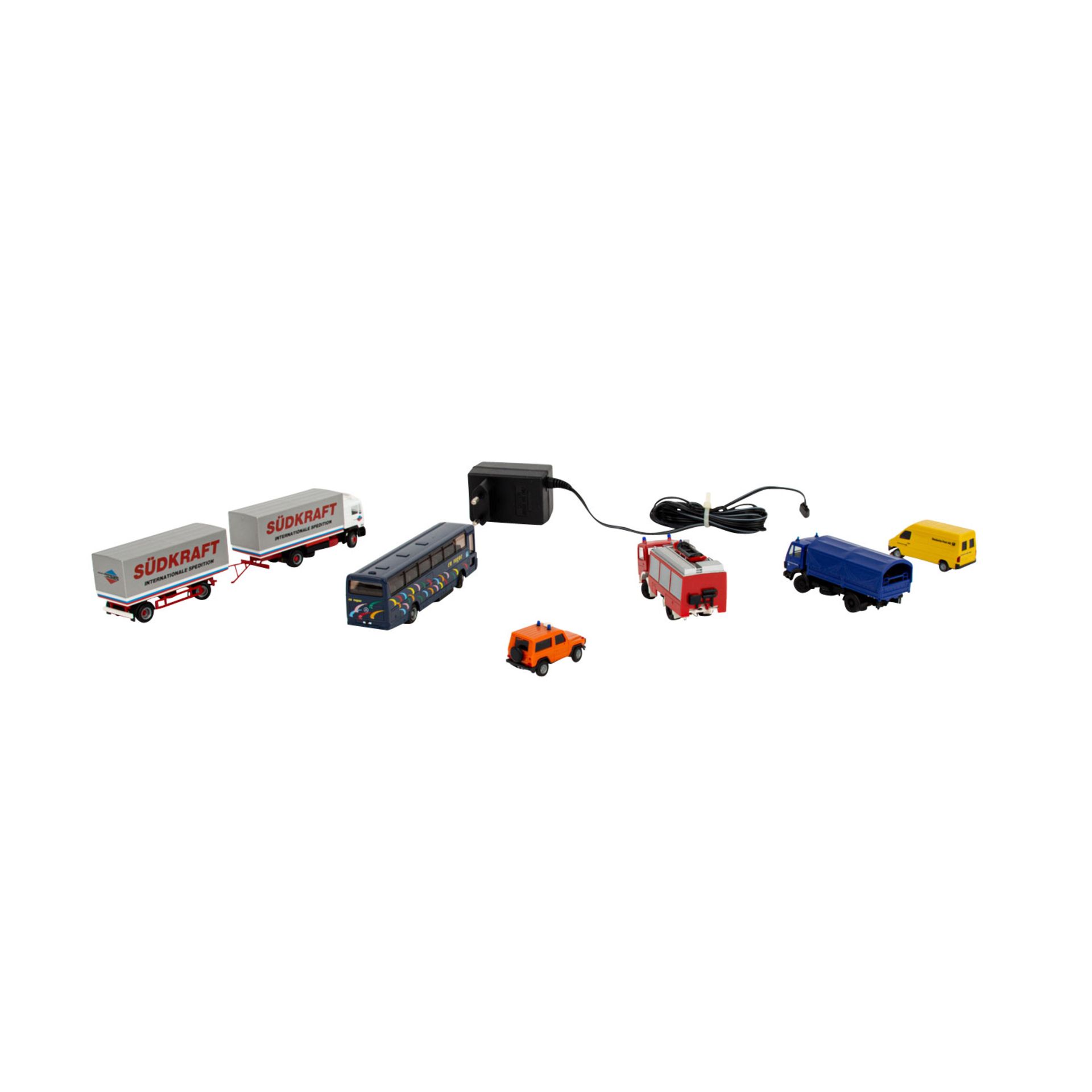 FALLER car system Konvolut aus 6 slot cars im H0-Maßstab, bestehend aus LKW mit Anhä - Image 2 of 2