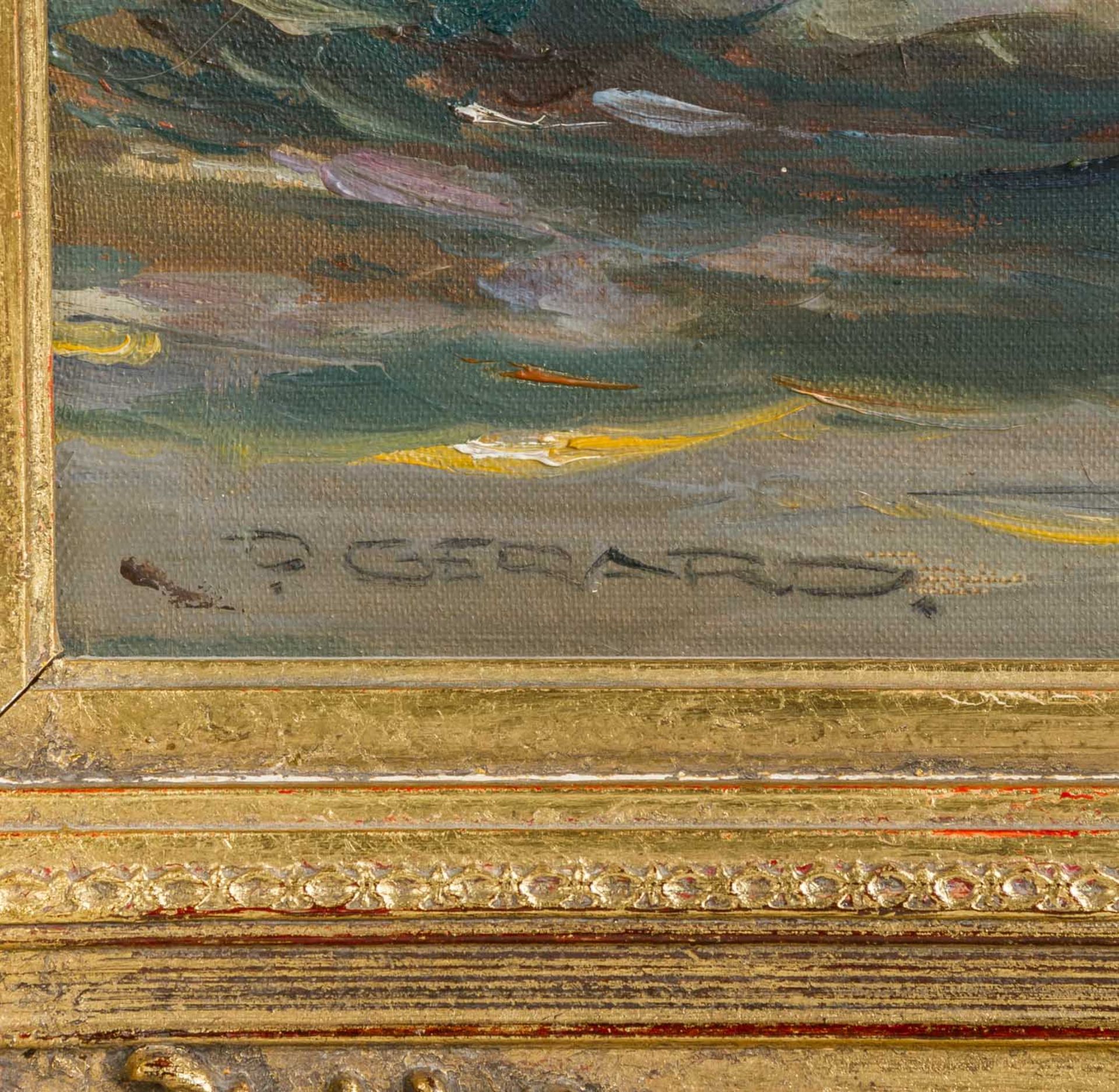 GERARD, P. (Künstler/in 20. Jh.), "Sieben Enten am Seeufer", u.li. signiert, Öl/Lein - Bild 3 aus 4