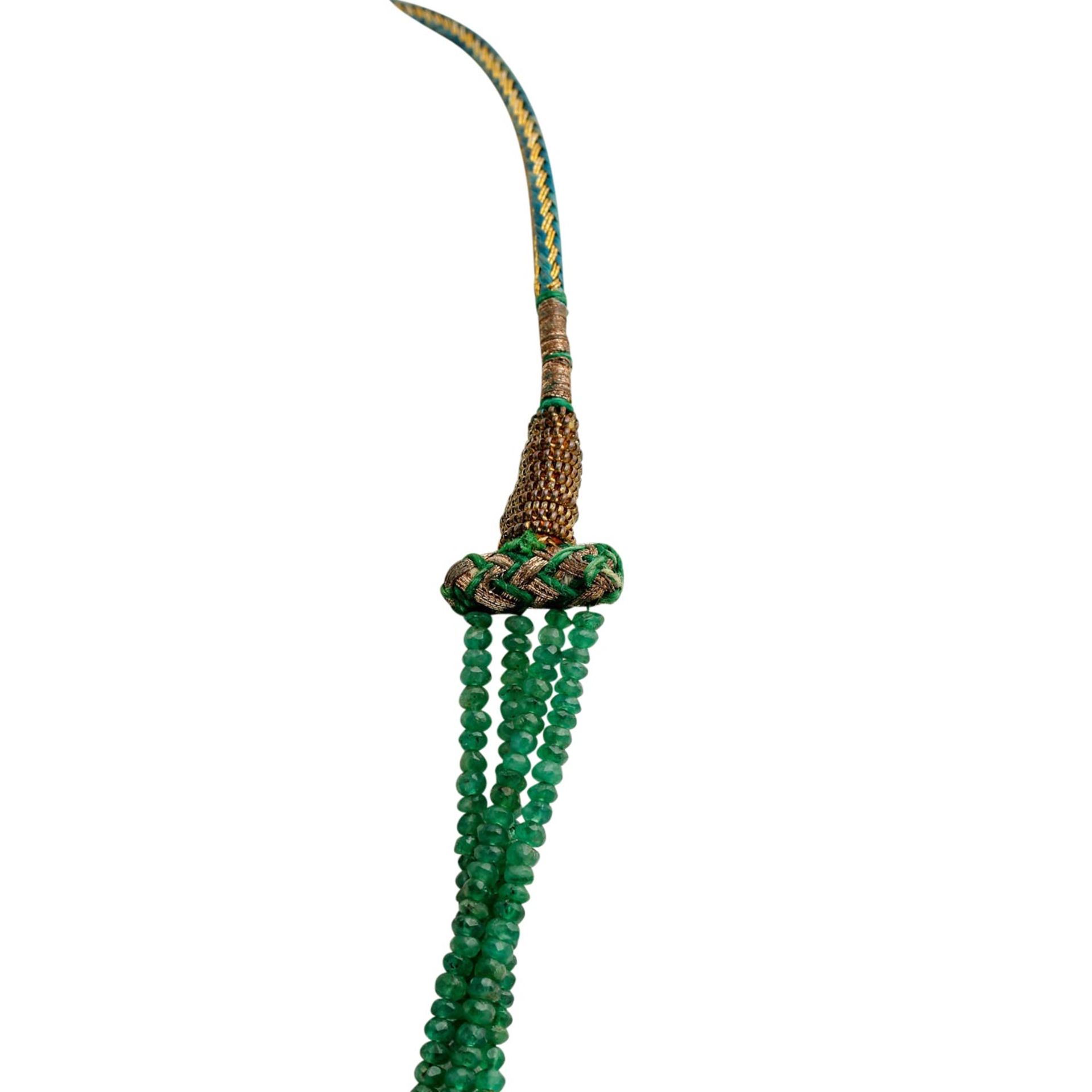 Smaragdkette 4-reihig, facettierte Linsen ca. 2,5-8,5 mm im Verlauf, tansparent bis tr - Bild 3 aus 4