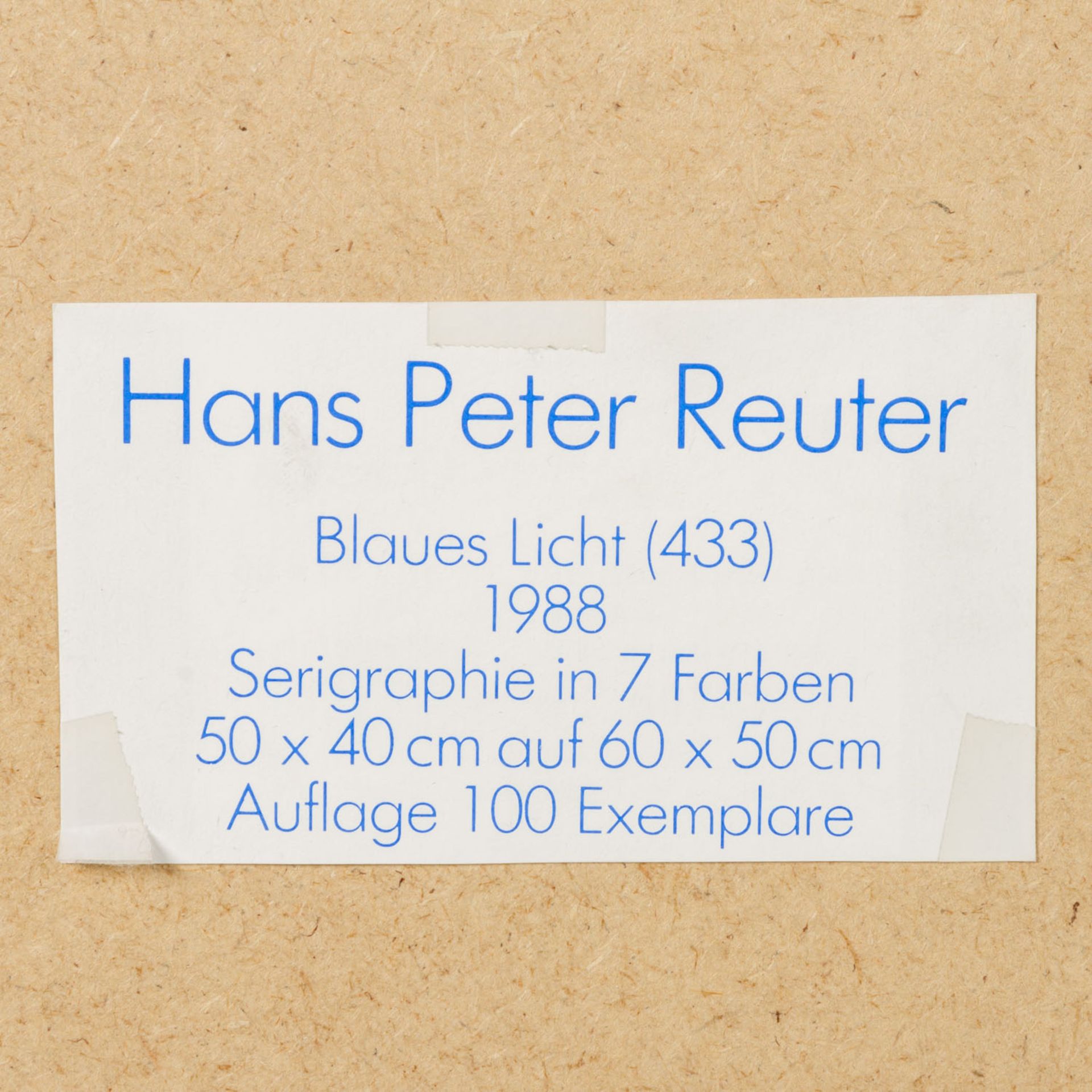 REUTER, HANS-PETER (geb. 1942), "Blaues Licht", Serigraphie in 7 Farben/Papier, u.re. - Image 6 of 6
