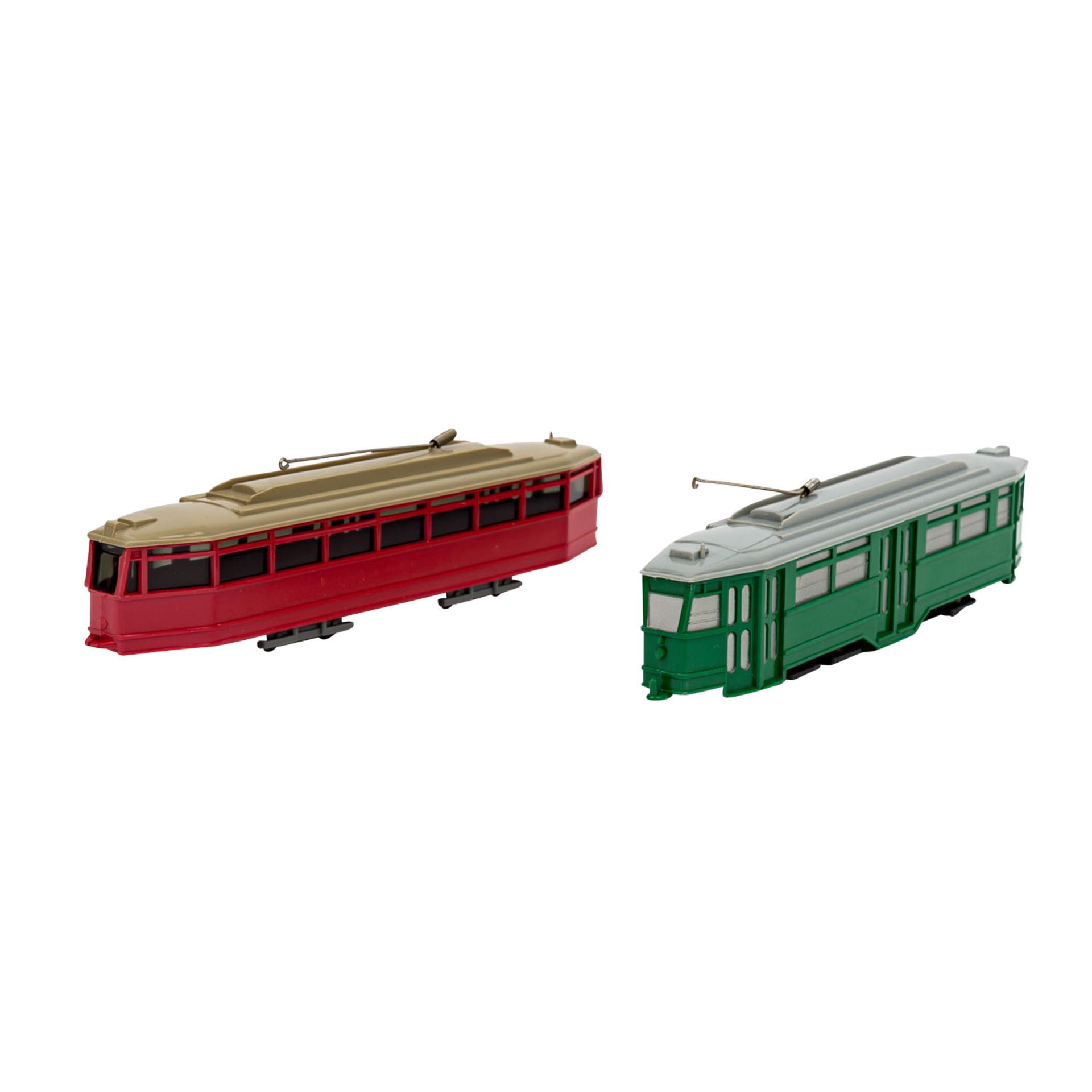 WIKING zwei Straßenbahnen, 1956-70, bestehend aus unverglastem Straßenbahn-Großraum - Bild 3 aus 5
