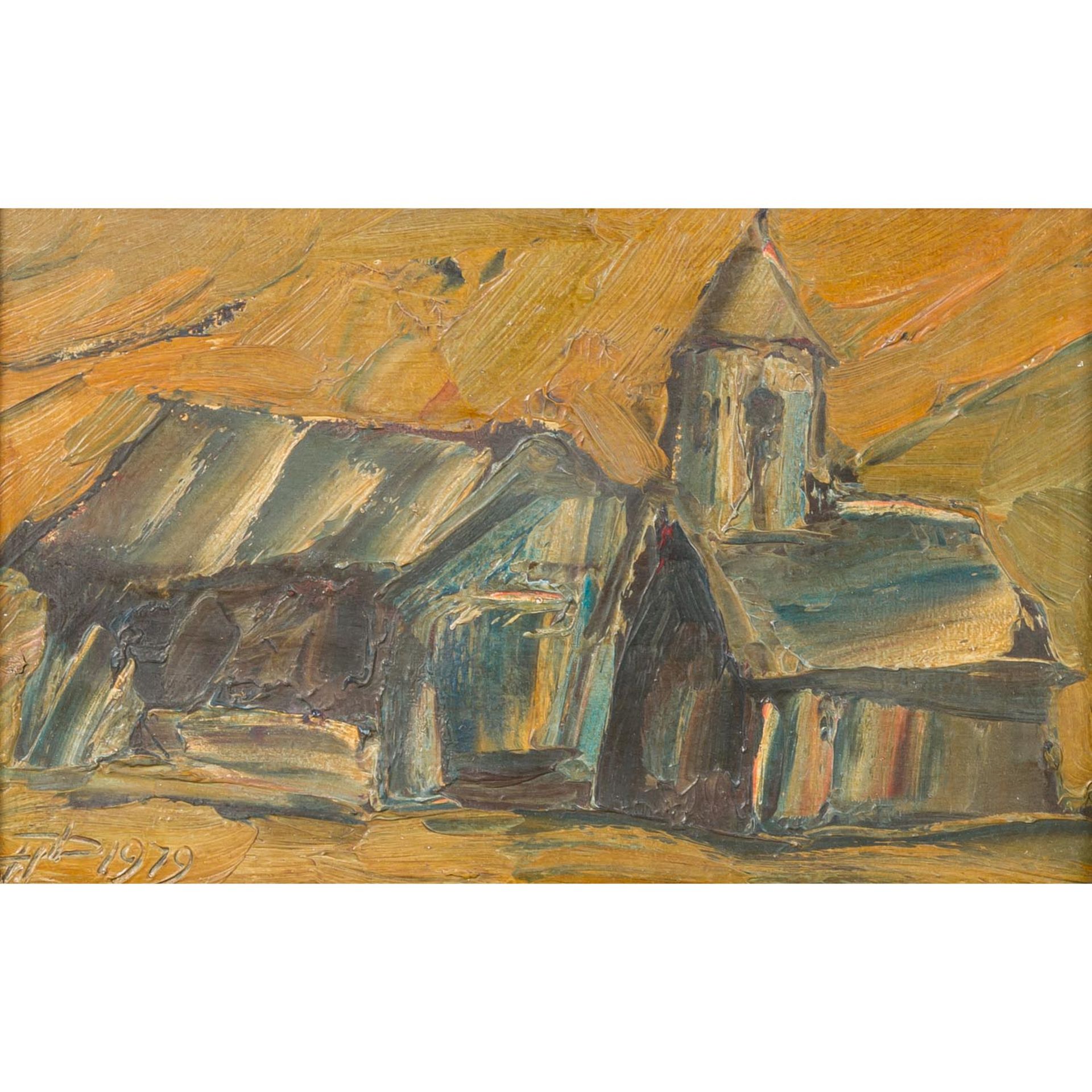 DANLER, HERBERT (1928-2011) "Dorfkirche" Öl auf Platte, monogrammiert "HD" und datier
