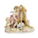 MEISSEN Figurengruppe "Allegorie der Malerei und der Bildhauerkunst", 1860-1924, Entwu