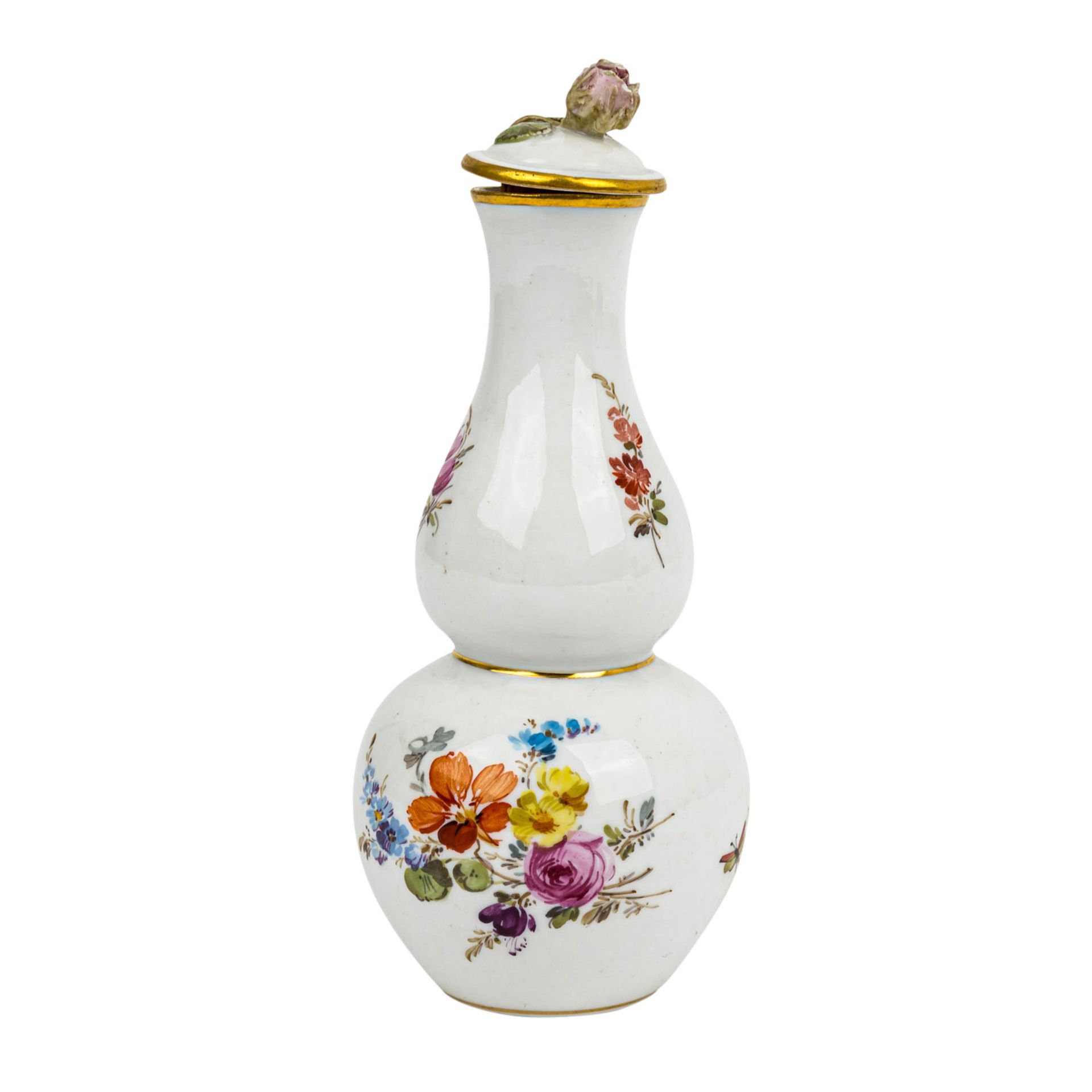 MEISSEN Flakon, 1860-1924, Flakon in Doppel-Kürbis-Form mit Stöpsel, umlaufend polyc - Bild 3 aus 7