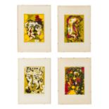 BOOMERS, JAN (1927-1999), 4 Portraits, 1975/76, Farblinolschnitte/Papier, je mit Bleis