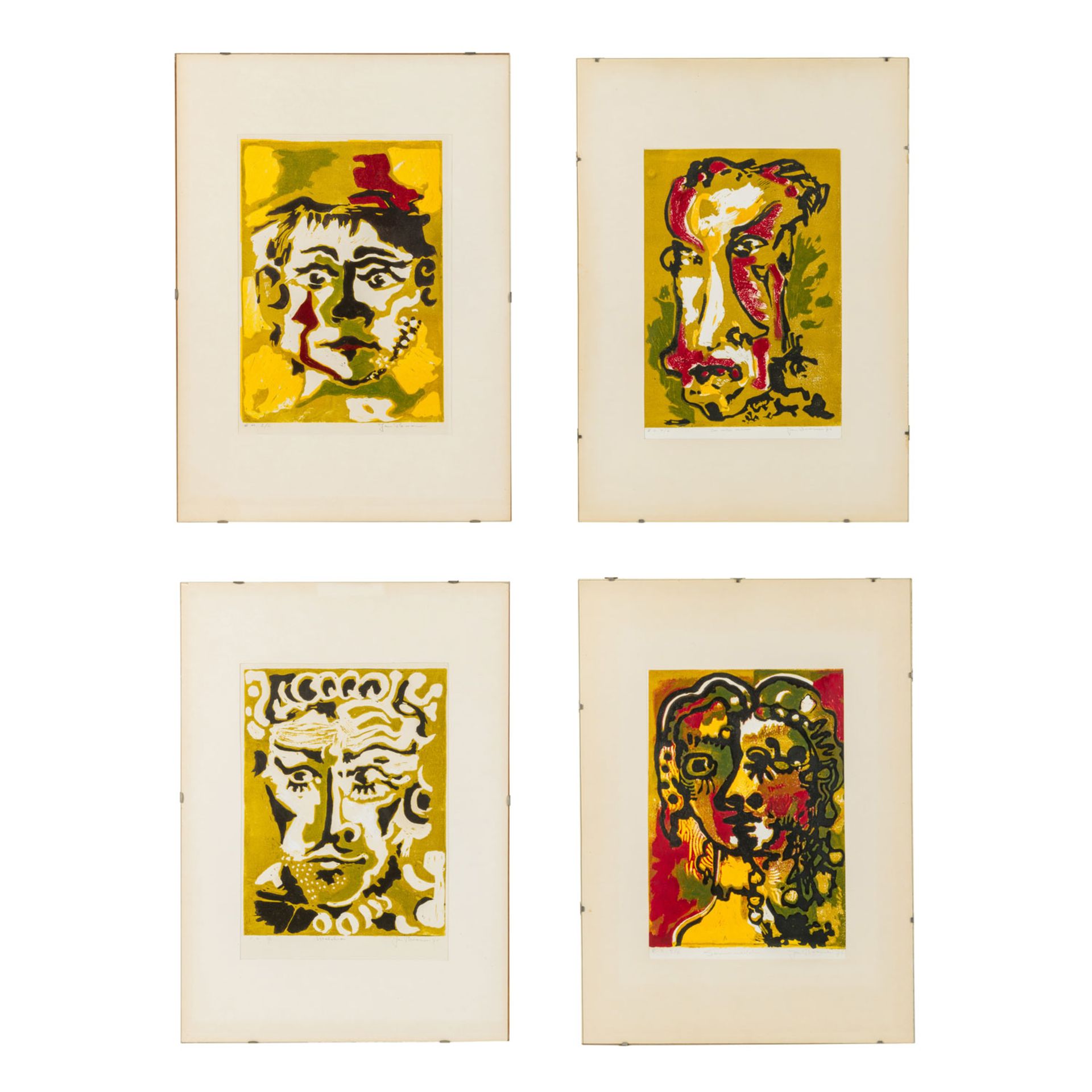 BOOMERS, JAN (1927-1999), 4 Portraits, 1975/76, Farblinolschnitte/Papier, je mit Bleis