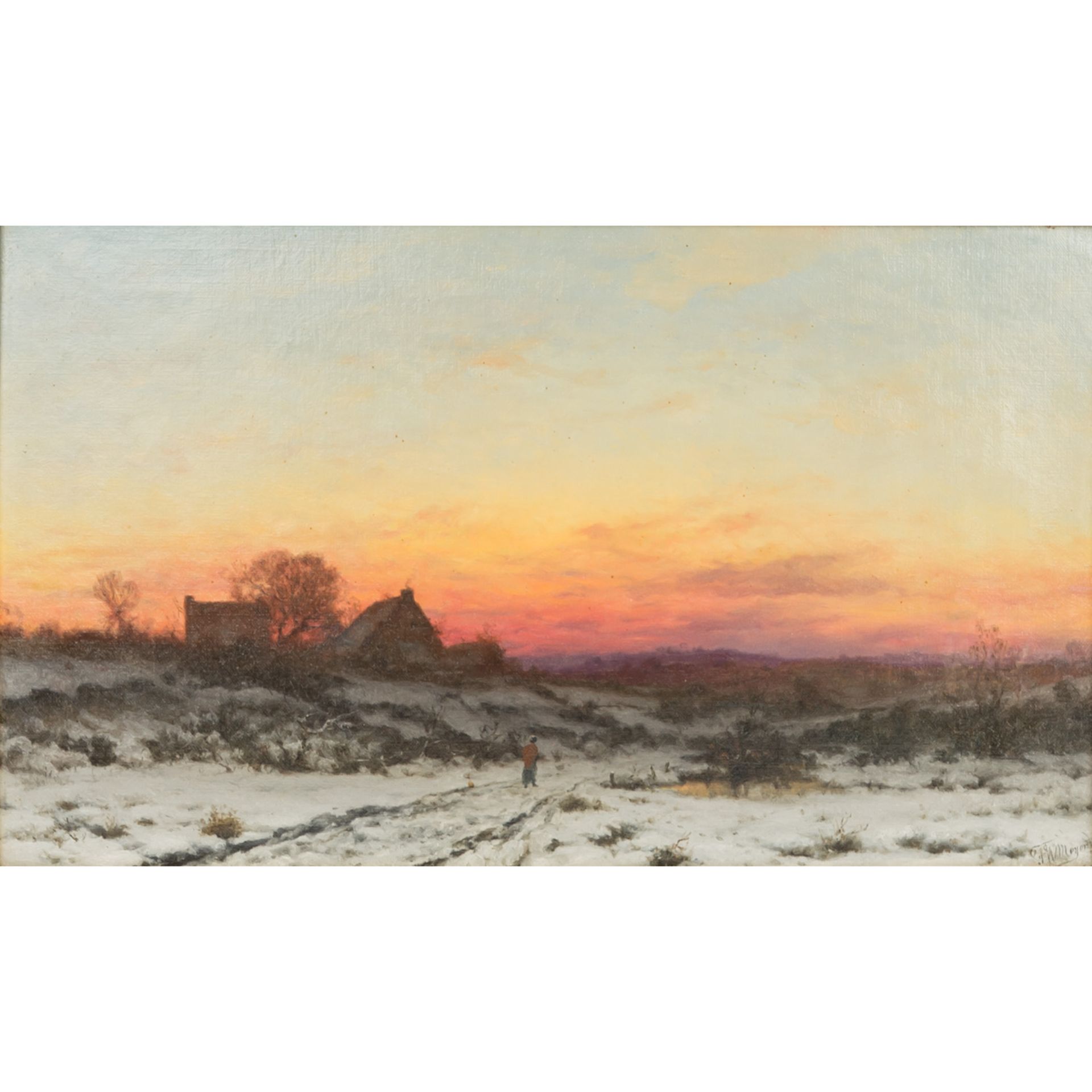 MEYER, FREDERICK WILLIAM (ca. 1869-1922) „Landschaft in Abendstimmung“, auf Leinwa