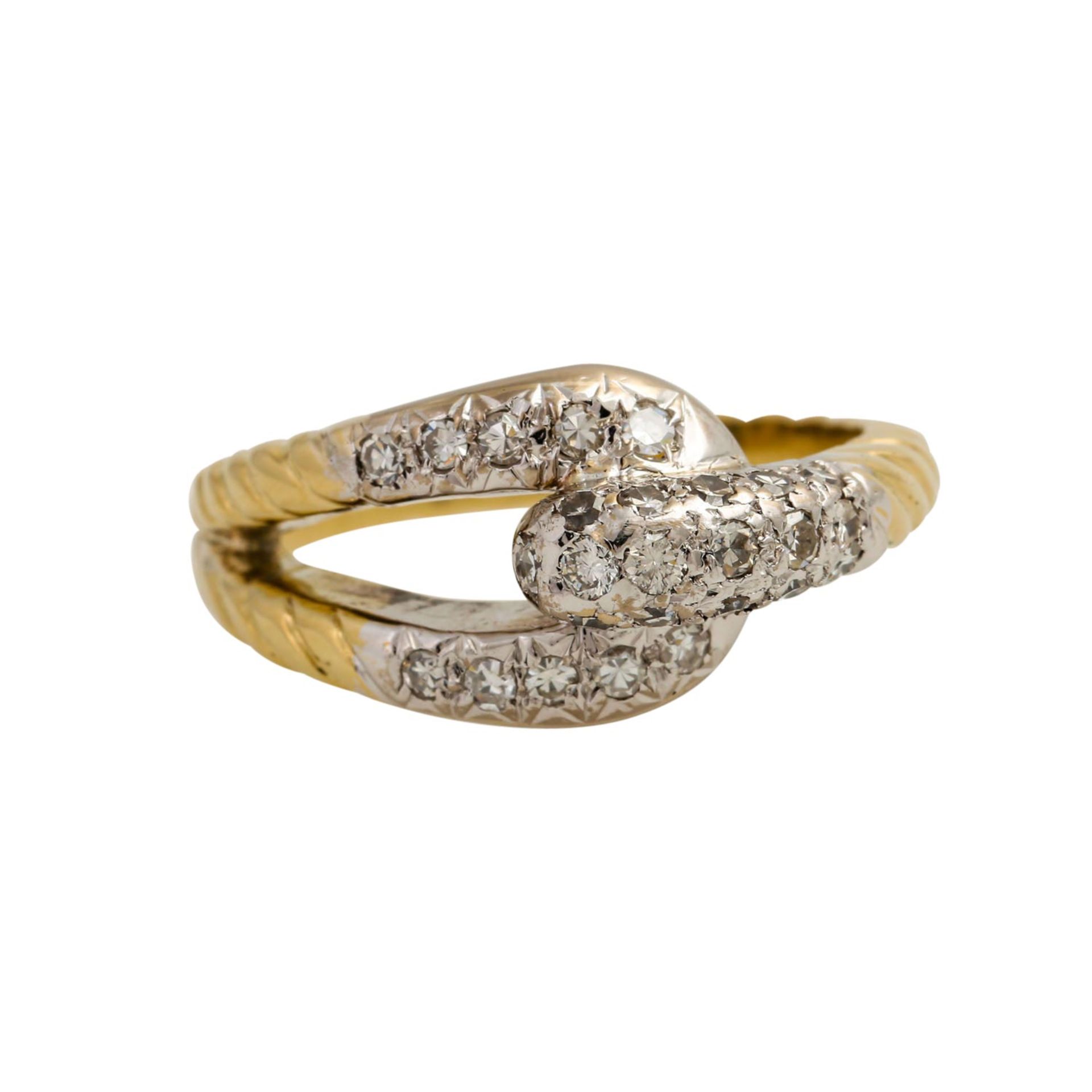 Ring mit Achtkantdiamanten zus. ca. 0,30 ct, gute Farbe u. Reinheit, GG 14K teilw. rho
