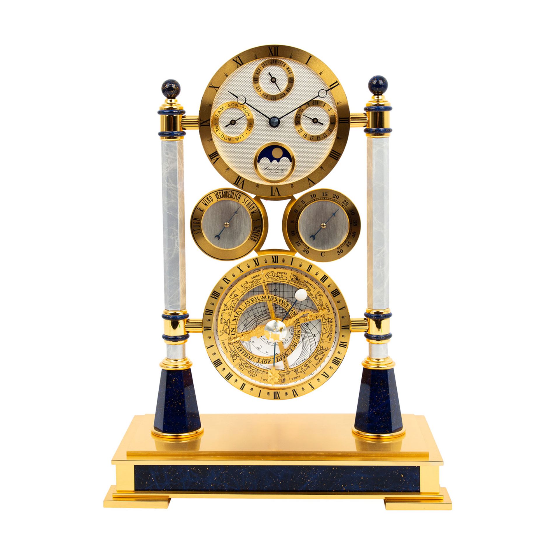 HOUR LAVIGNE "Tischuhr mit Astrolabium" Paris, zaponiertes, gebürstetes und poliertes - Image 2 of 6