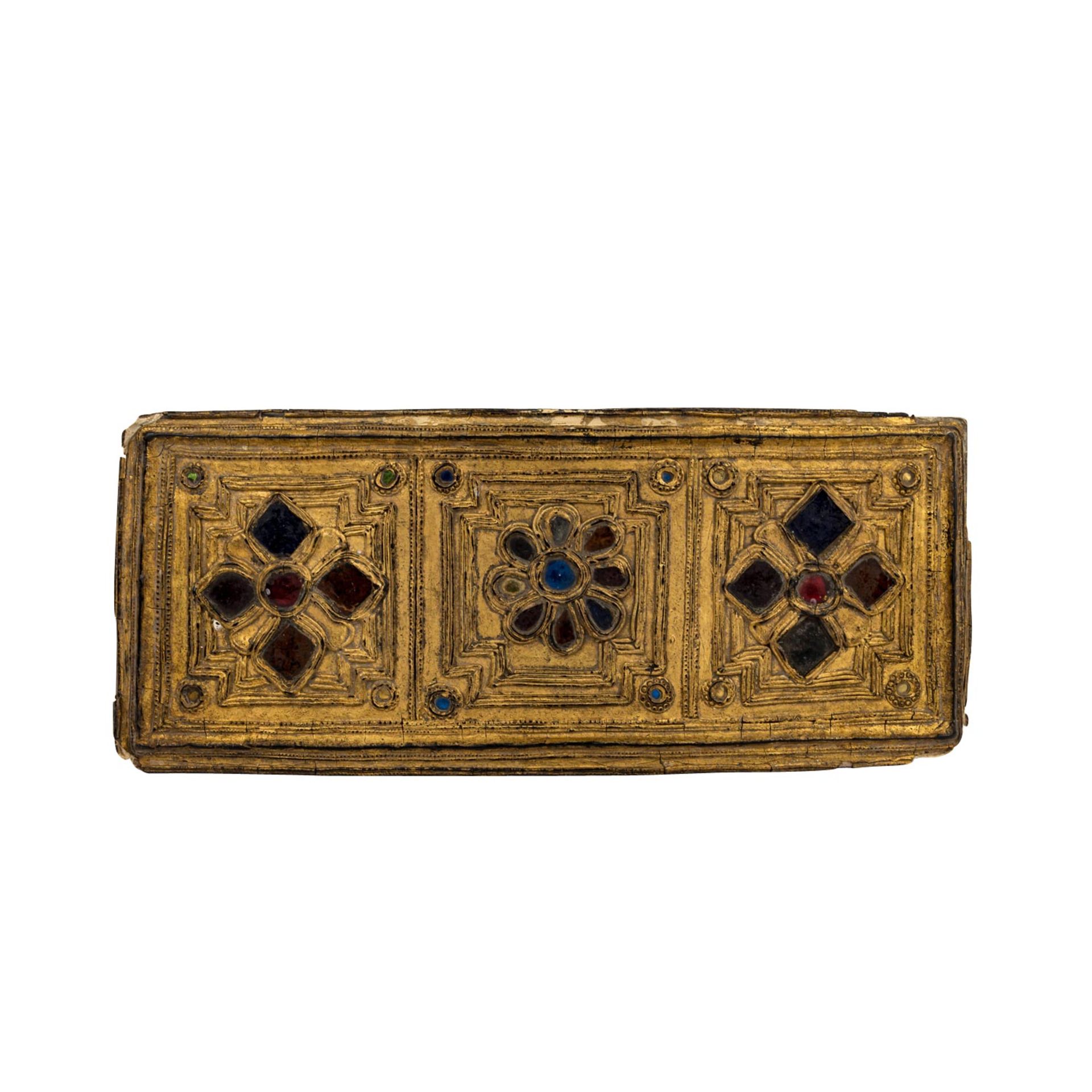 Konvolut: 2-tlg.: 1 buddhistischer Kanon, MYANMAR, mit verzierten, goldfarbenen Buchde - Image 2 of 5