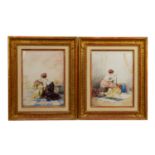 DE BEAUMONT, EDOUARD (1812-1888), Paar Aquarelle "Galante Damen" "Junge Dame im Vestib