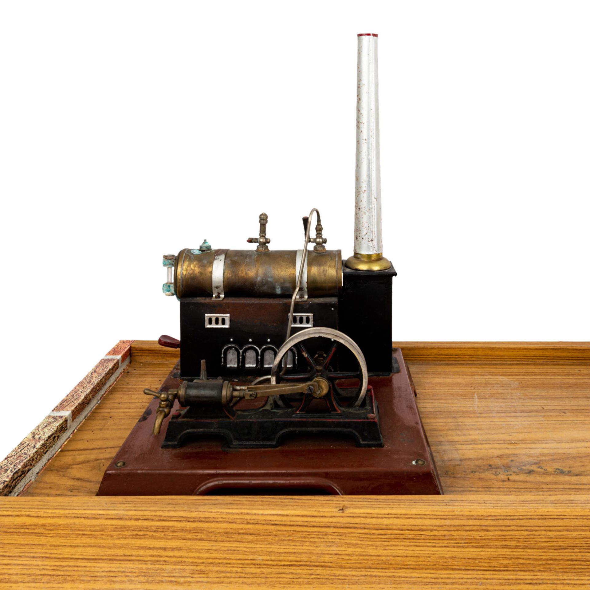 MÄRKLIN Dampfmaschine, wohl 1920er/30er Jahre, liegender Kessel mit feststehendem Zy - Bild 2 aus 7