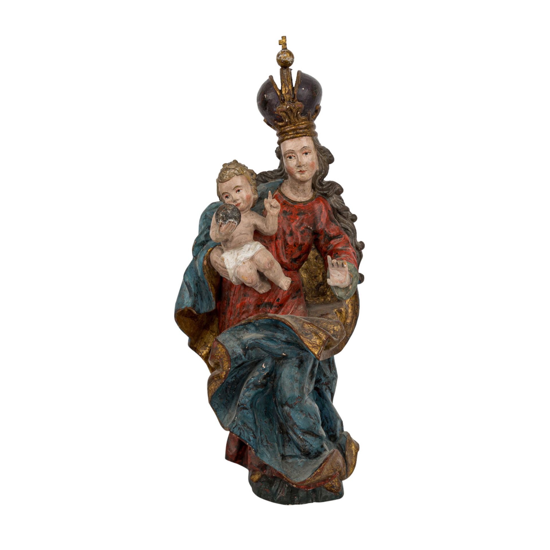 BILDHAUER DES 20.JH. "Madonna" Figur aus polychrom bemaltem Holz, Darstellung der Mado