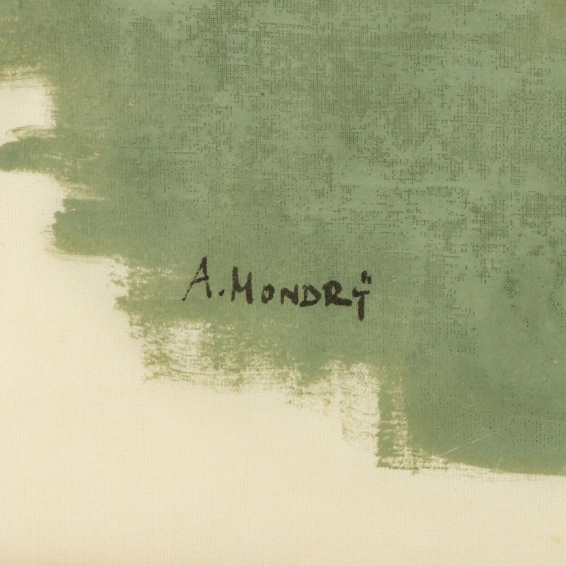 MONDRY, ALEX (1924-1993), "Kauernder weiblicher Akt", u.li. signiert, Gouache/Stoff (w - Image 3 of 4