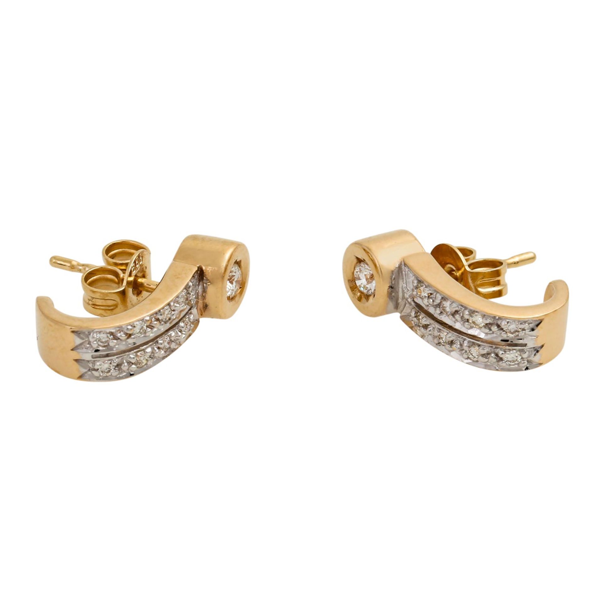 Ring und Ohrringe mit Brillanten von zus. ca. 0,40 ct, gute Reinheit, niedere Farbe, G - Bild 3 aus 9