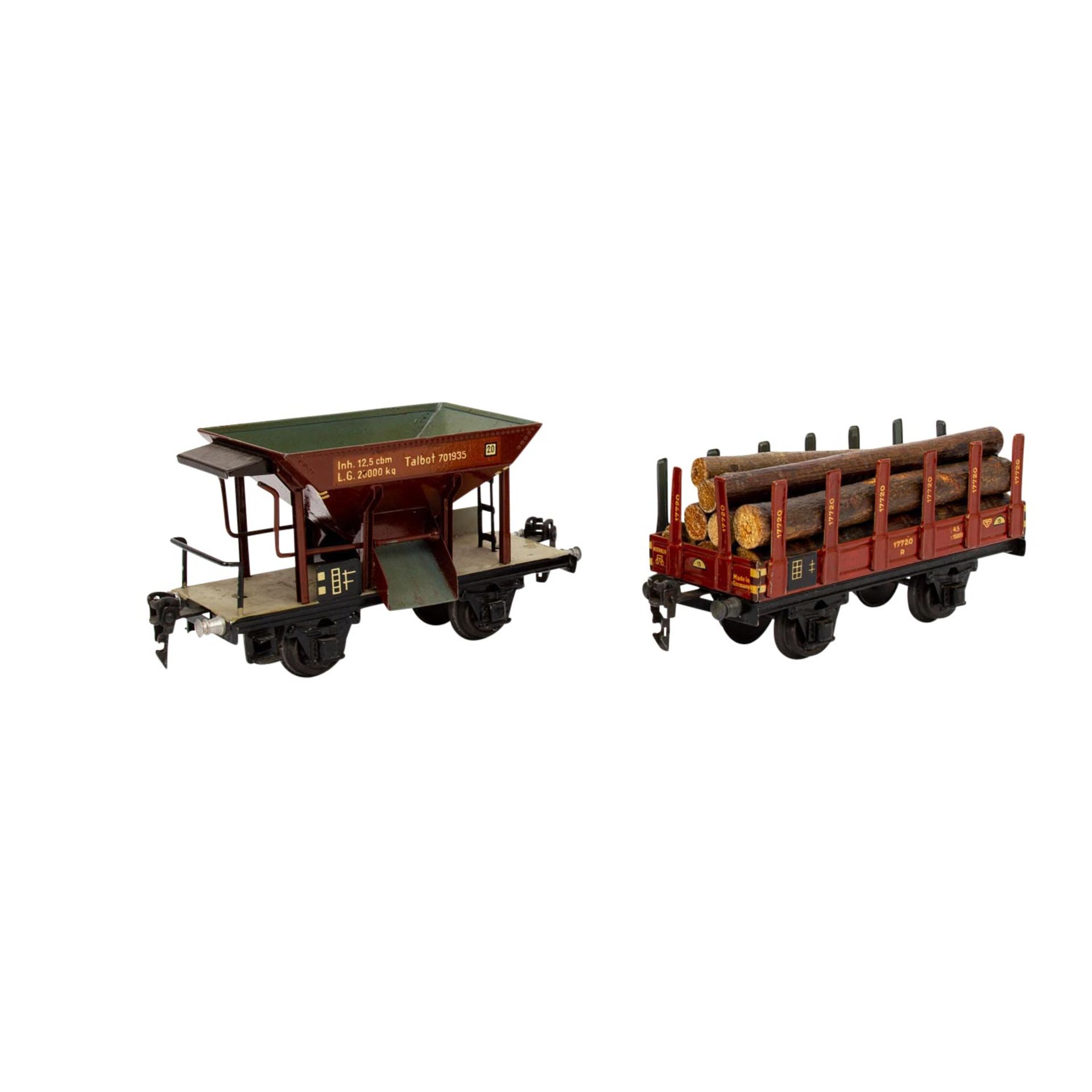 MÄRKLIN zwei Güterwagen, Spur 0, 1933-1951, bestehend aus rotbraunem Schotterwagen " - Bild 4 aus 6