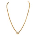 Collier mit Brillant von ca. 0,15 ct, ca. LGW (I)/VS, weitere kleine Diamanten zus. ca