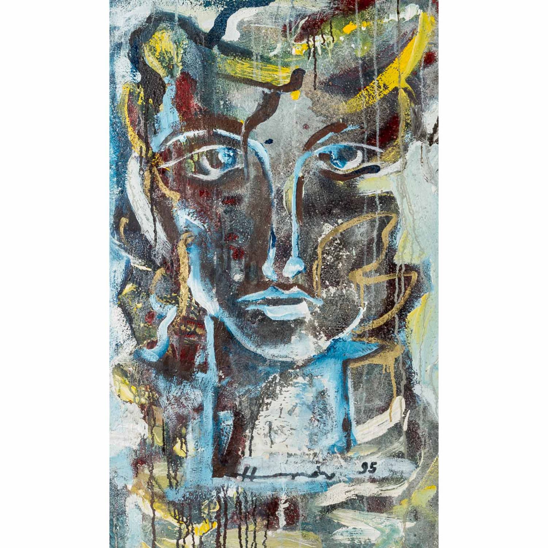 HIMMELREICH (?, KünstlerIn 20./21. Jh.), "Gesicht", Portrait einer jungen Frau, unten