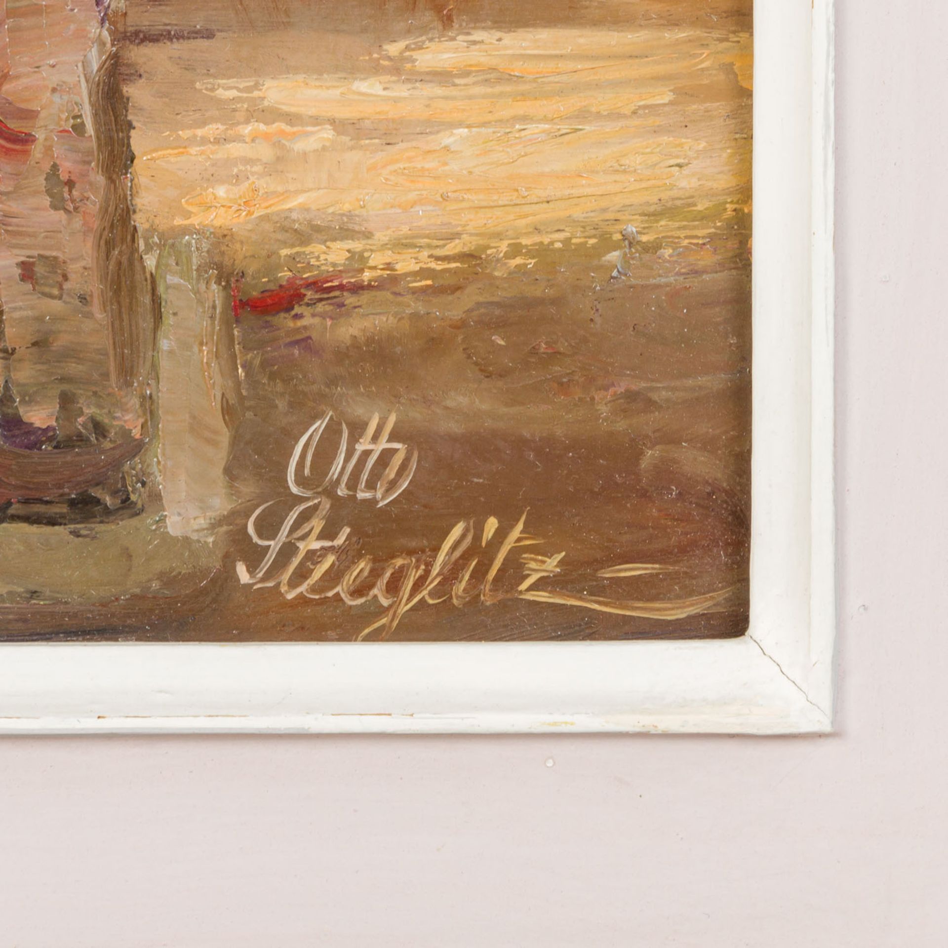 STIEGLITZ, OTTO (1912-1991) "Alt Cannstatt, Sommerabend in der Felgergasse" Öl auf Ha - Bild 3 aus 4