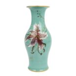 ROSENTHAL Vase, 1940er Jahre, Balusterform, mintgrüner Fond mit Blumendekor und Golda
