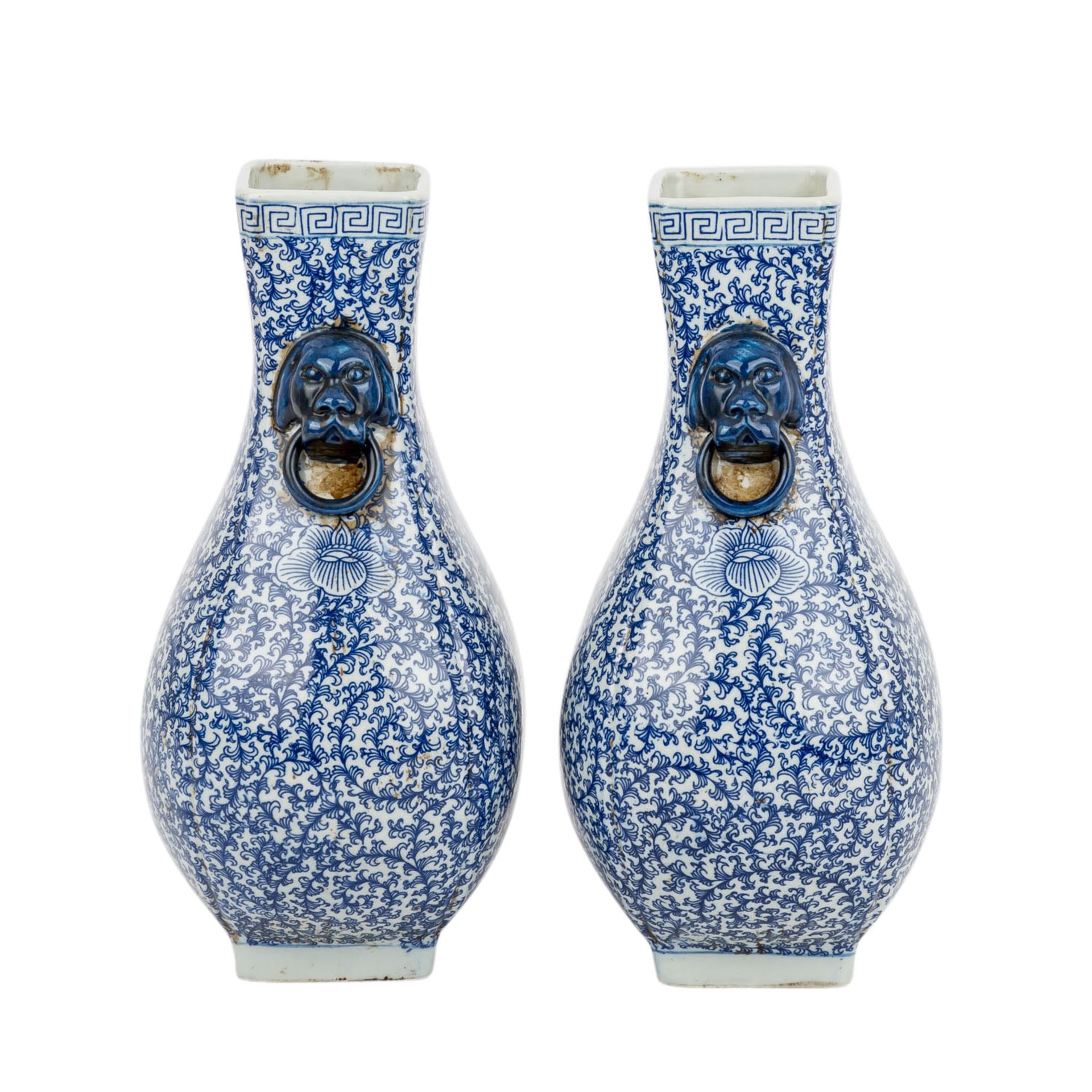 Paar blau-weisse Vasen. CHINA, 20. Jh.. - Bild 4 aus 6